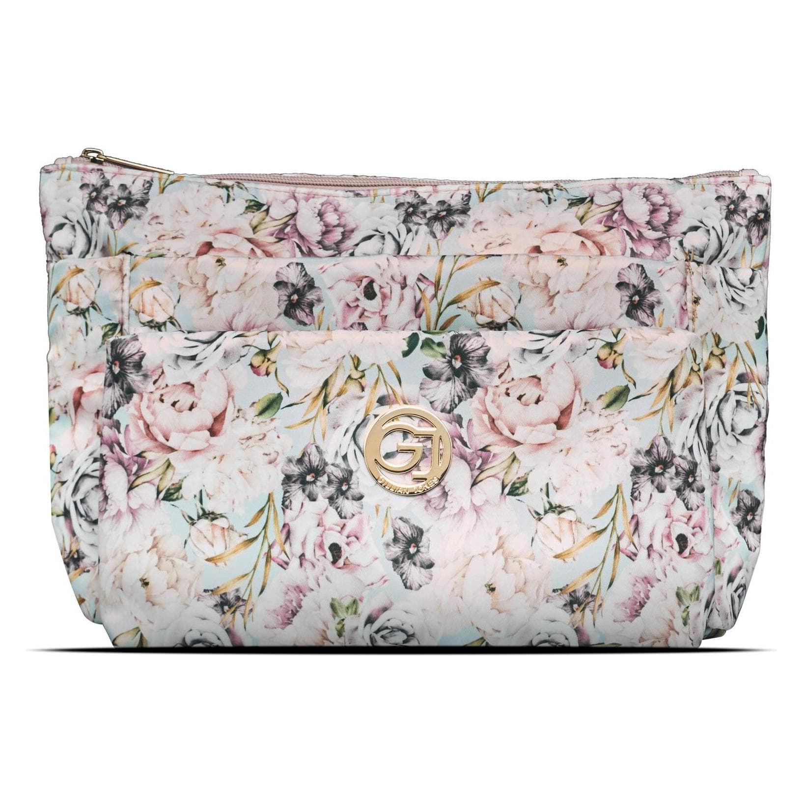 Cimi Gillian Jones - 3-kamer cosmeticatas - Rozen bloemenprint, Toilettassen, Roze, Veelkleurig