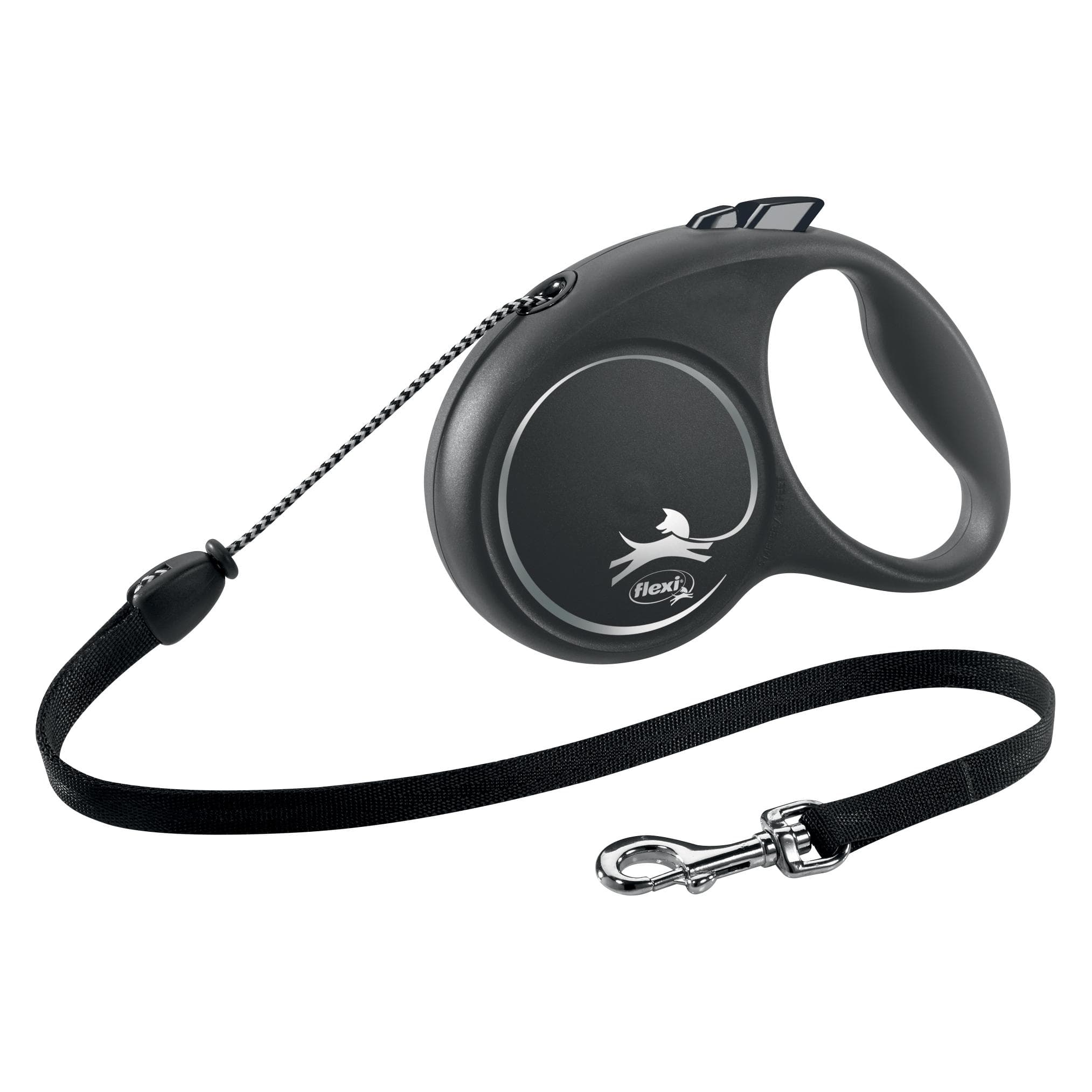 Flexi ZWARTE EDITIE Touw (M, Hond, Loop), Kraag + Leiband