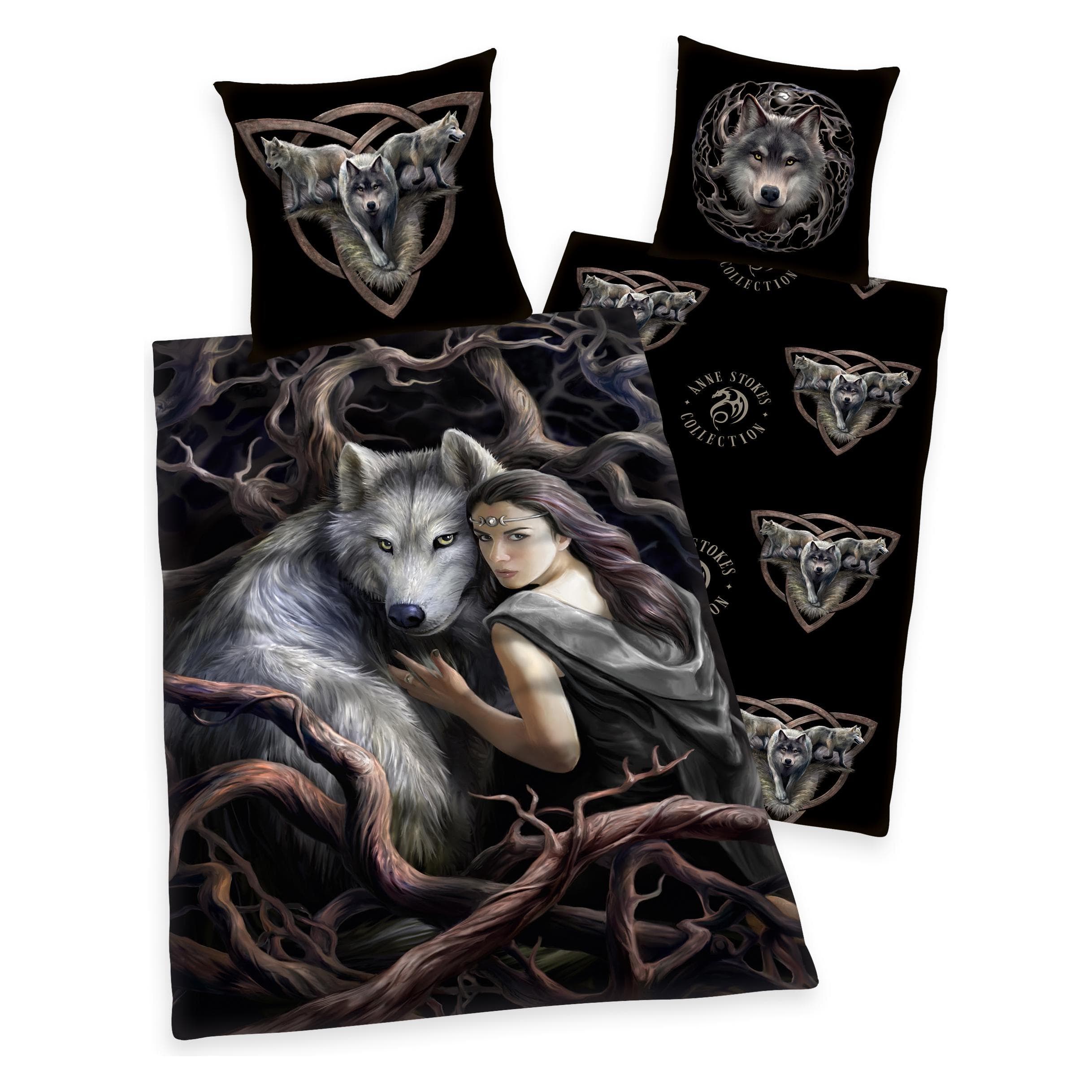 Herding, Beddengoed voor kinderen, Anne Stokes Beddengoed (135 x 200 cm, 80 x 80 cm)