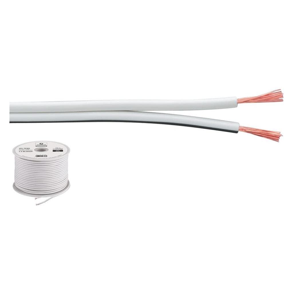 Monacor Luidsprekerkabels Economy Kwaliteit (100 m, 0.75 mm²), Luidsprekerkabel, Wit