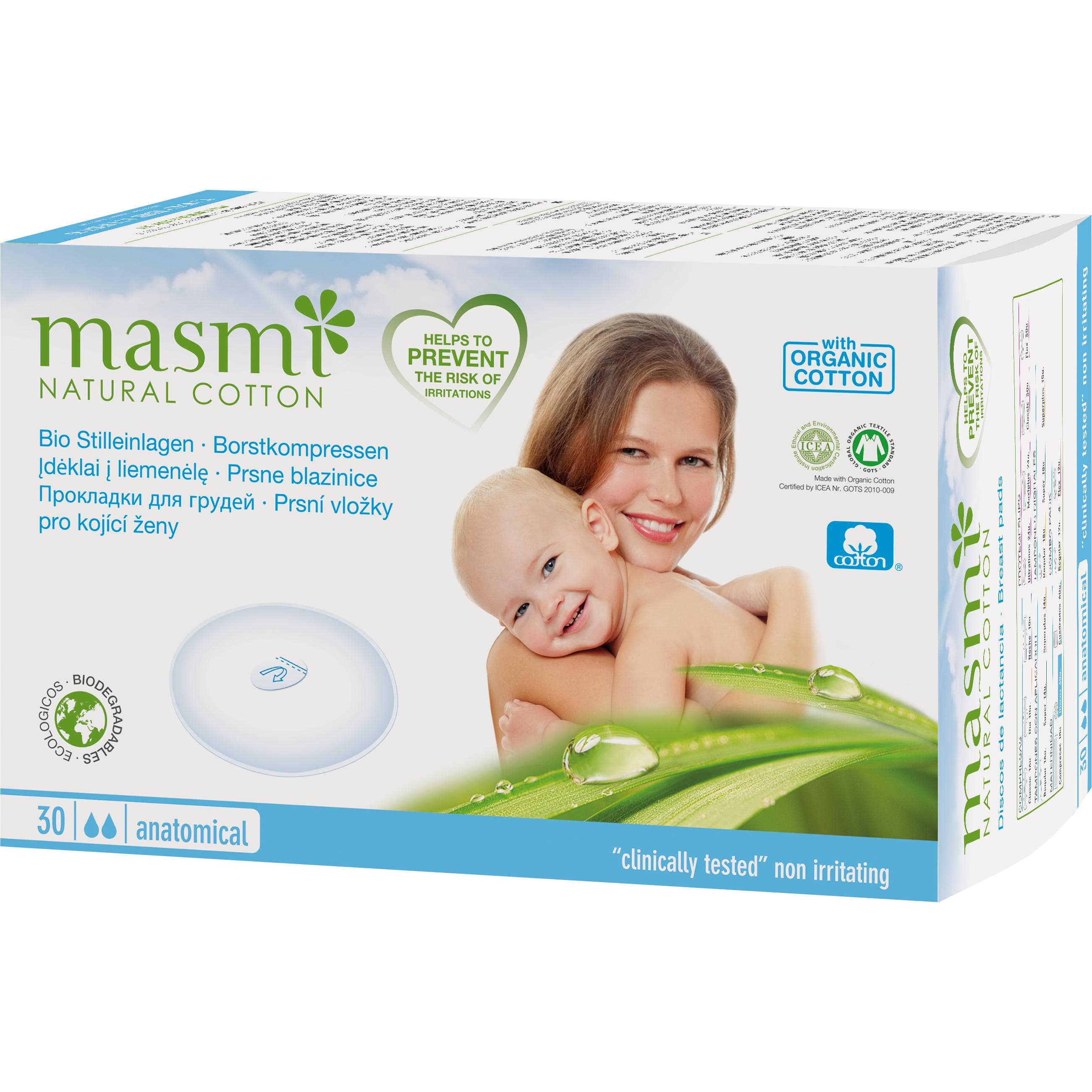 Masmi, Kraamverbanden, Biologische zoogcompressen (30x)