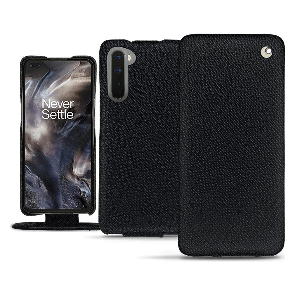 Noreve Lederen omslag verticaal (OnePlus Noord), Smartphonehoes, Zwart