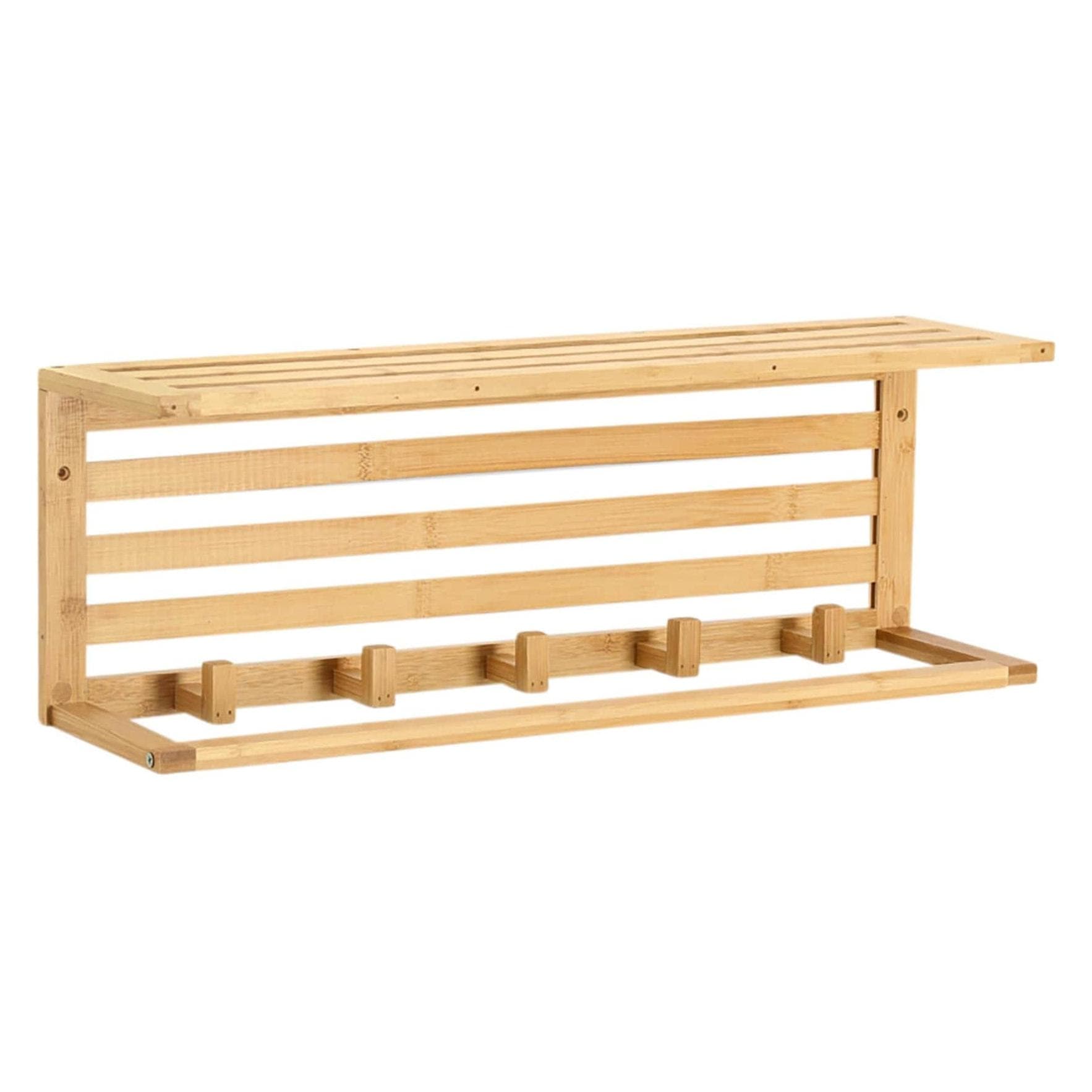 Zeller Present, Kapstokhaak + Wandkapstok, Wandgarderobe Bambus 5 Haken 57x15x20 cm