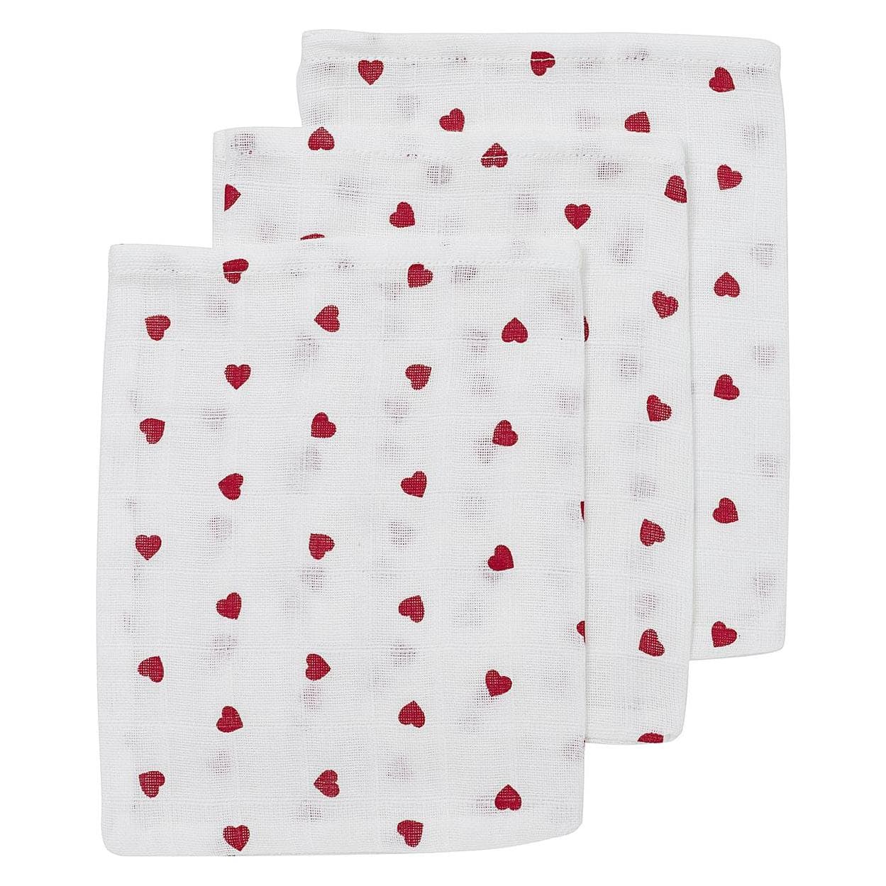 Meyco, Baby badhanddoek, Sweet Heart washandjes - pak van 3 (17 x 20 cm)