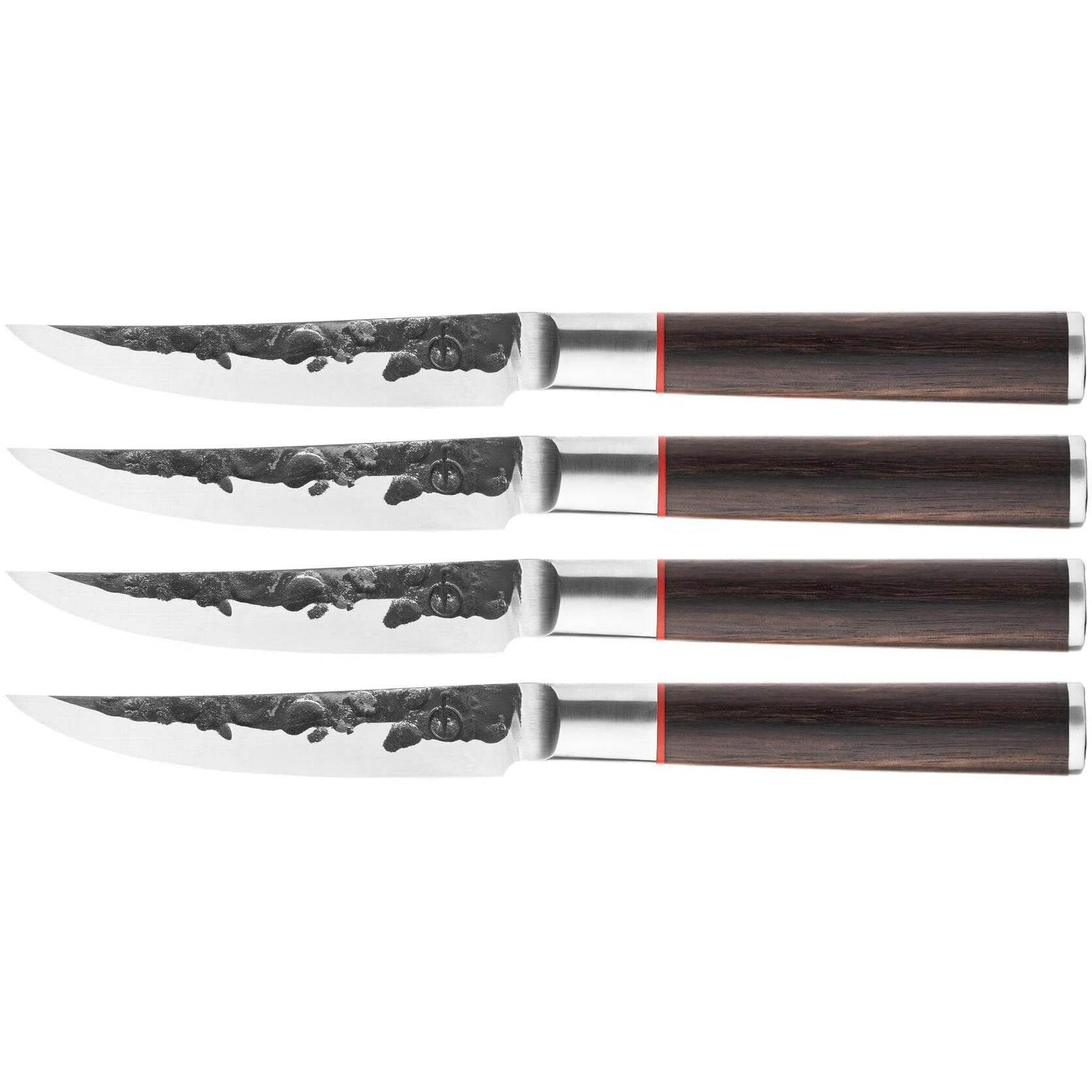 Forged Steakmesser-Set 4 Stück, Bestek, Bruin