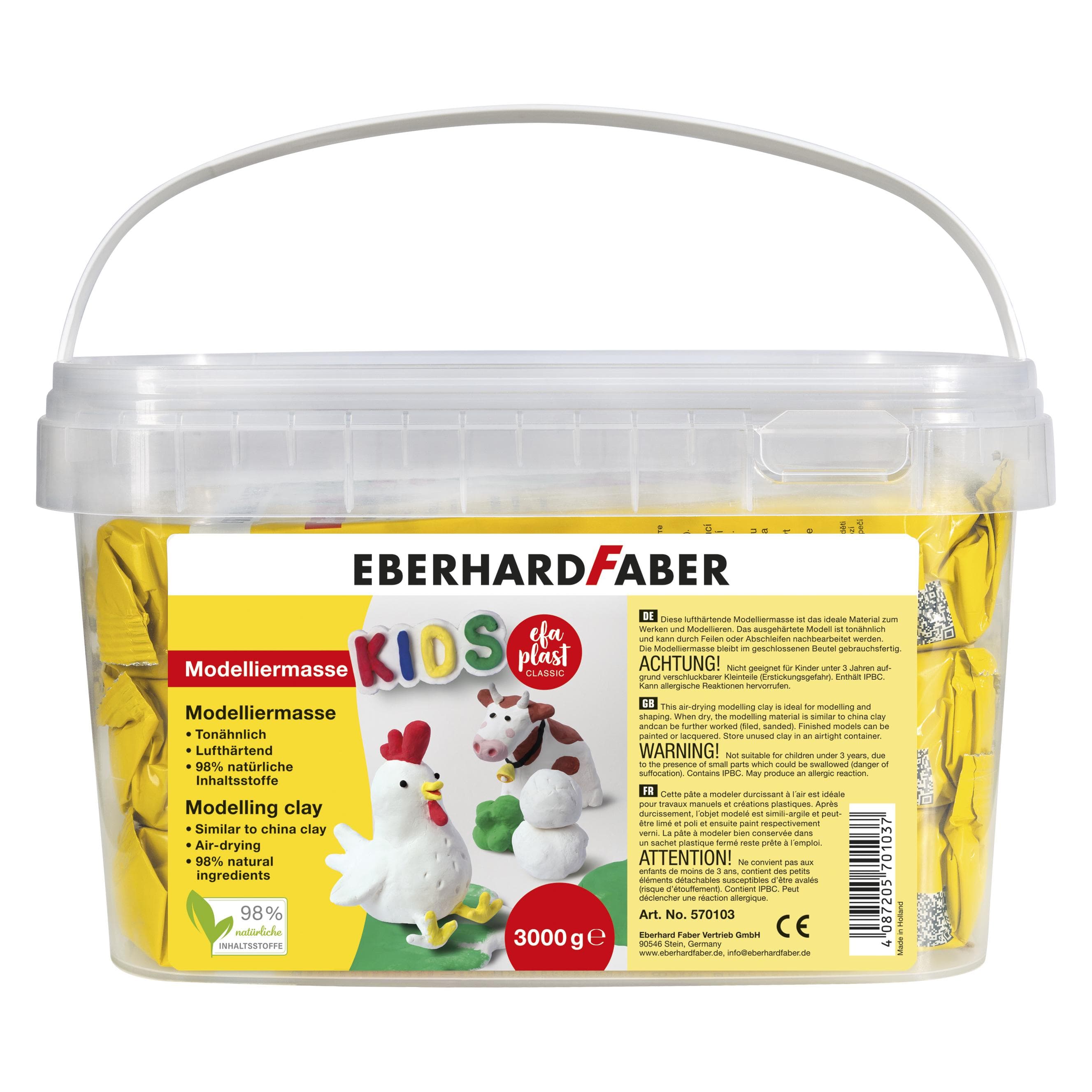 EberhardFaber Boetseerklei EFA PLAST Classic Kids 3 kg, wit