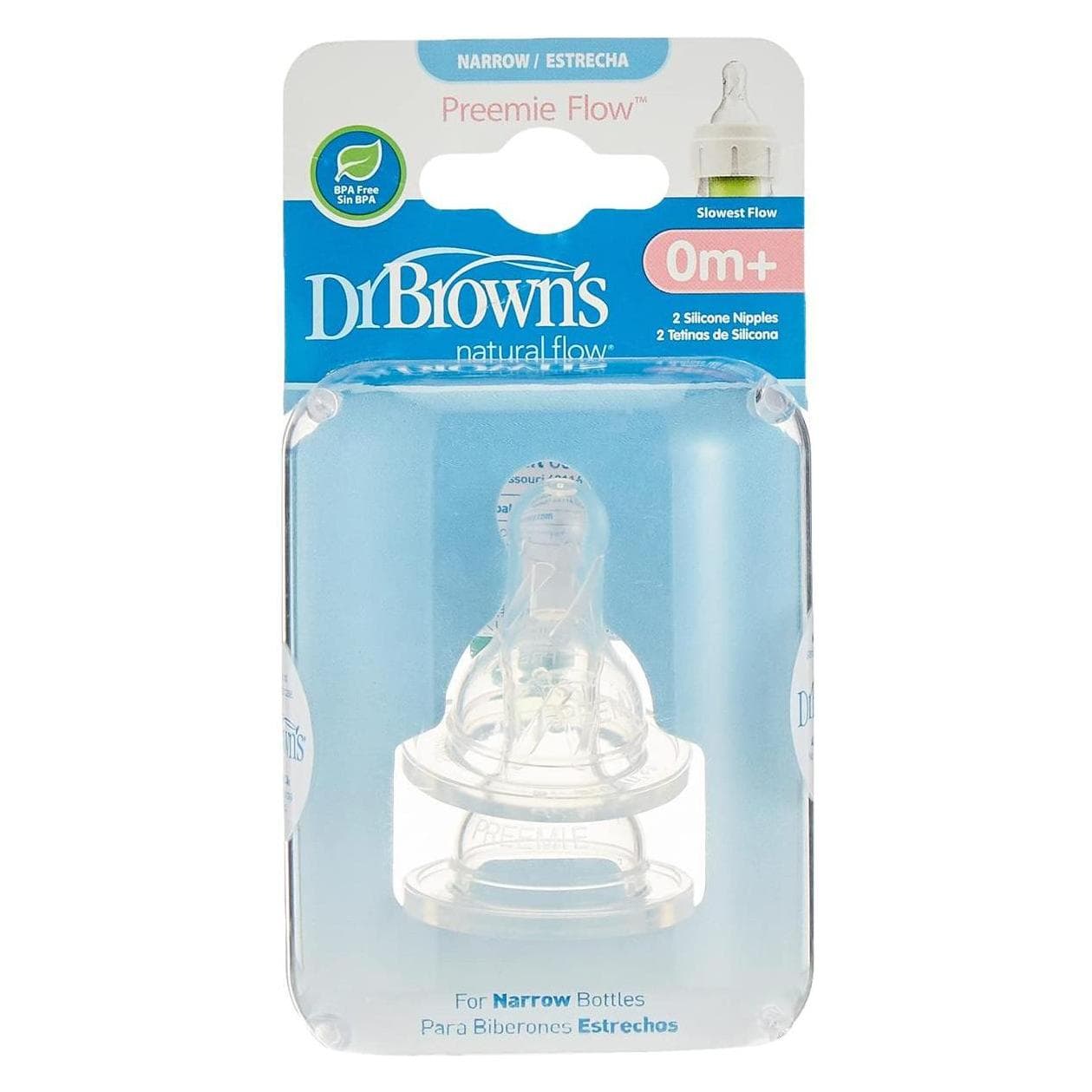Dr Browns, Rubberen nippels, Preemie žindukai neišnešiotiems kūdikiams 0m + 2 vnt (QU0025)
