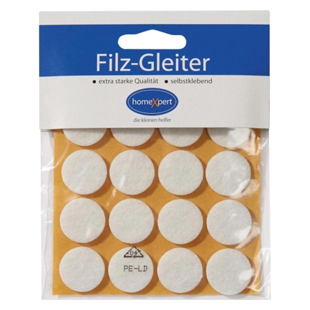 Hansi-Siebert, Meubelglijders + beschermende buffers, Viltglijders 17 mm vilt wit zelfklevend (Vilten glijders)