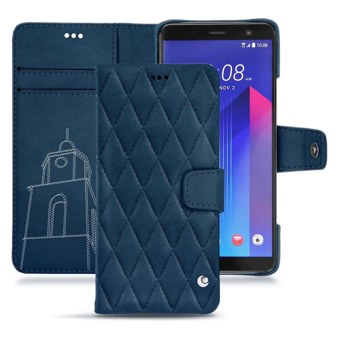Noreve Leren Portemonnee (HTC U11+), Smartphonehoes, Blauw