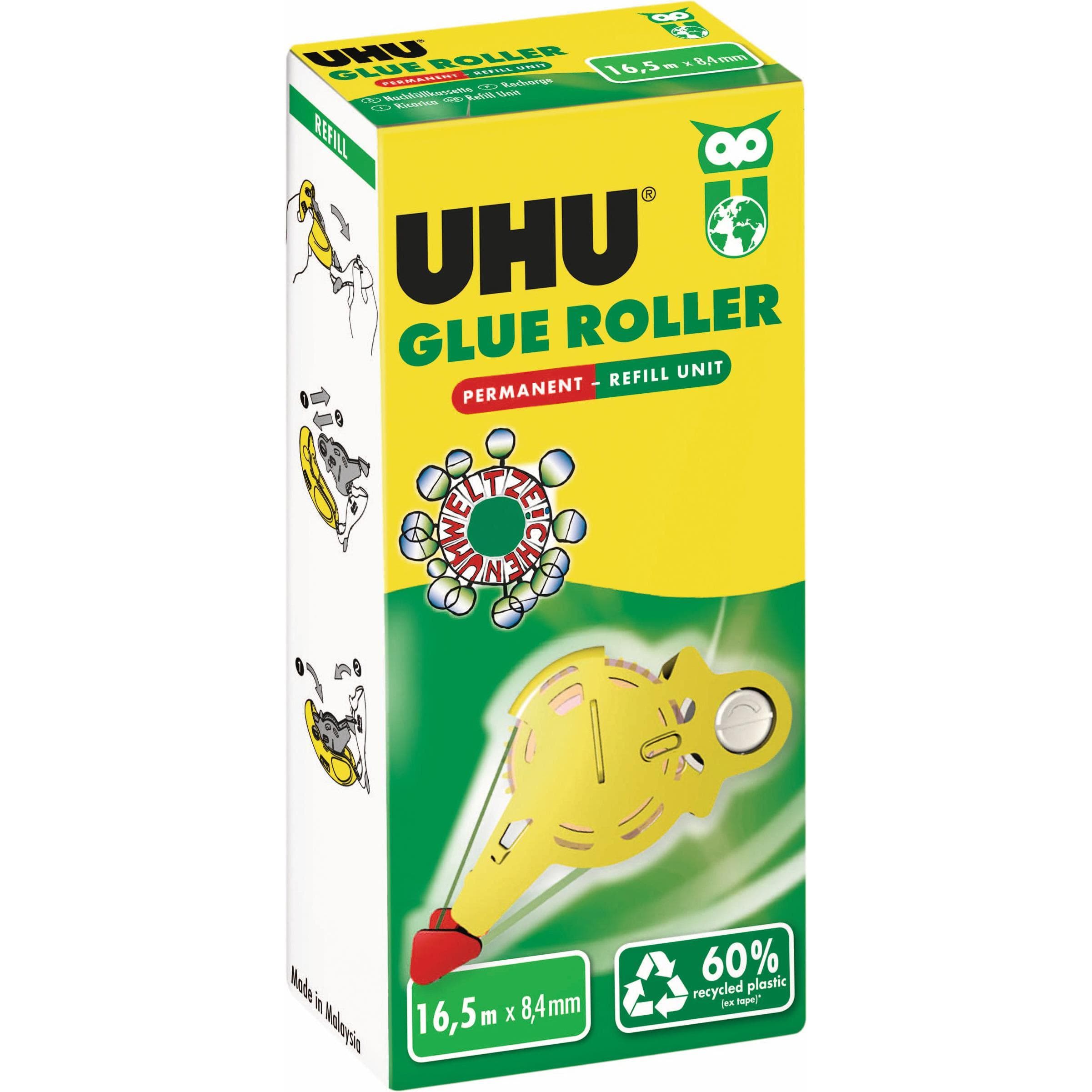 UHU, Afroller voor plakband, Lijmroller perm. Navullingseenheid 990346 transparant