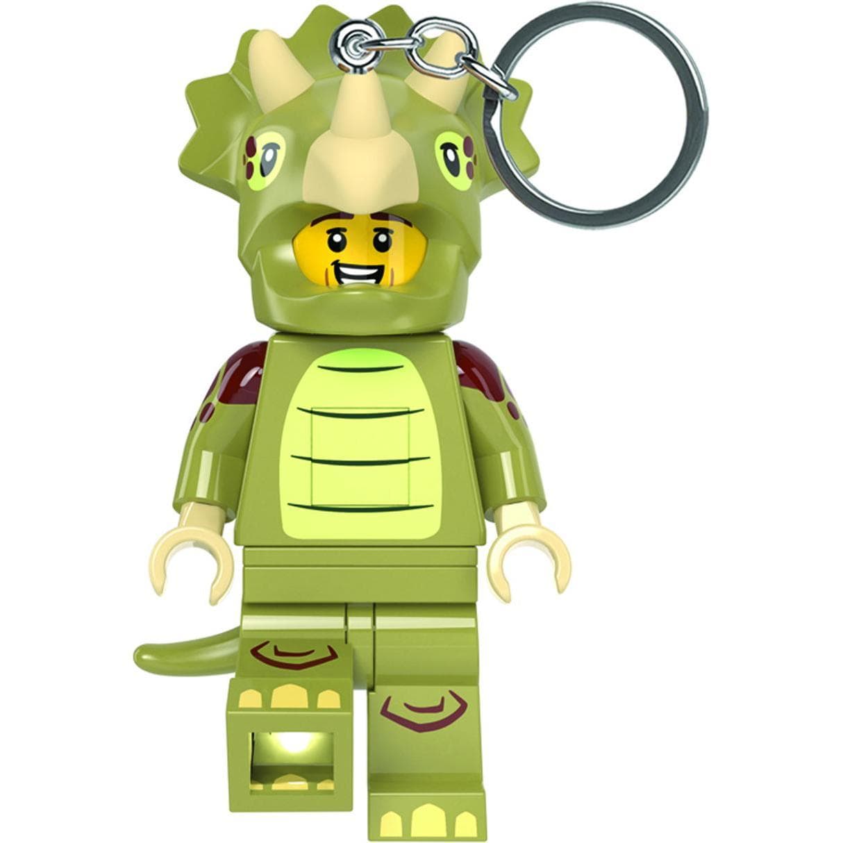 LEGO, Unisex, Sleutelhanger, Minifigures Schlüsselanhänger mit Leuchtfunktion Triceratops Kostüm-Fan 8 cm, Veelkleurig