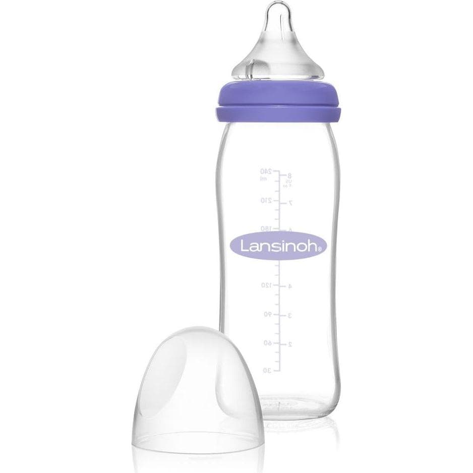 Lansinoh, Babyfles, Brede halsfles met NaturalWave-speen (240 ml)
