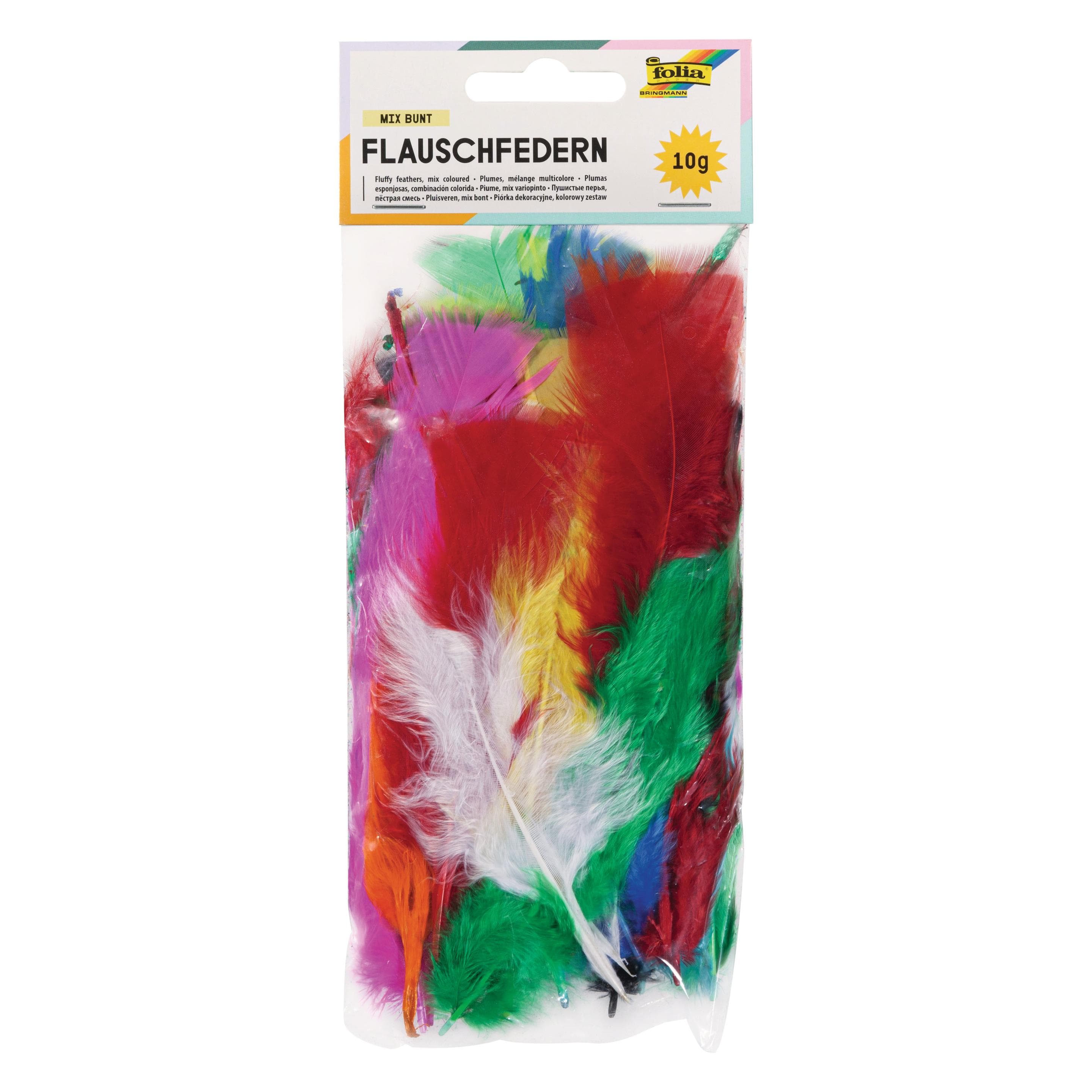 Folia, Natuurlijke materialen, Pluizige veren, 10 g, geassorteerde kleuren