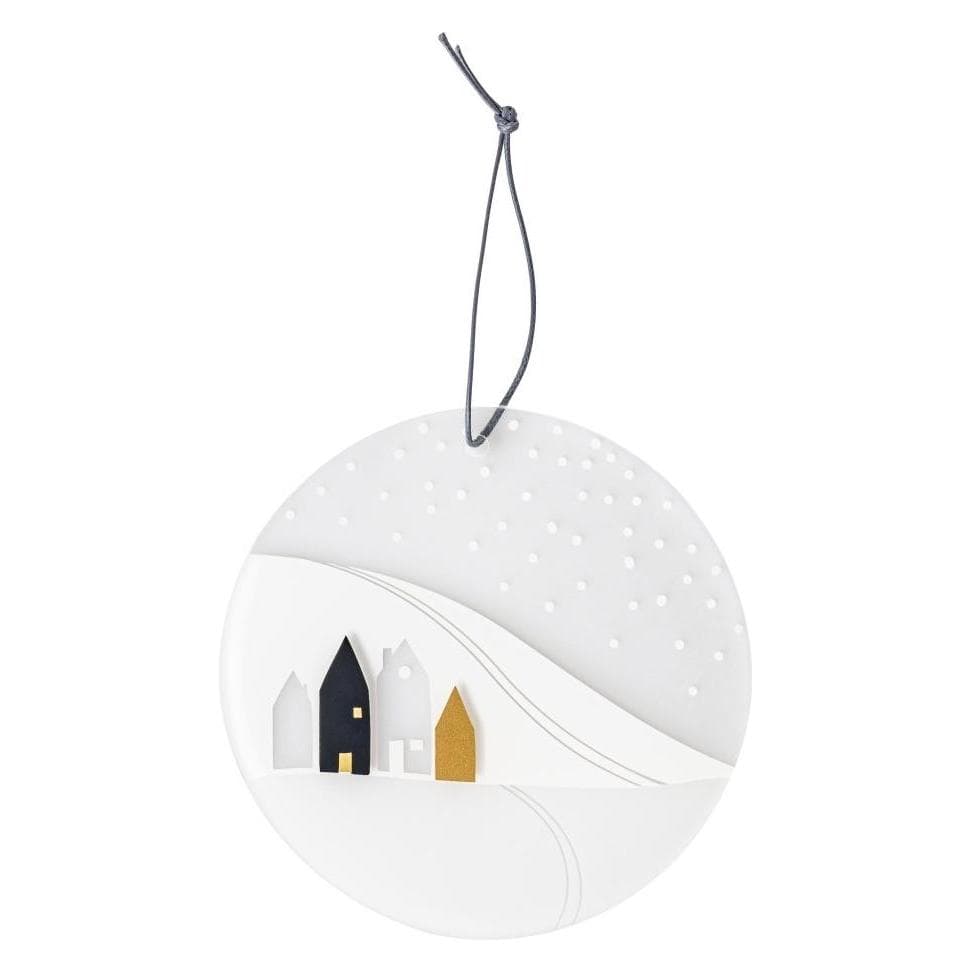 Räder, Kerstboomdecoraties, Glasanhänger „Schneetag“, Landschaft