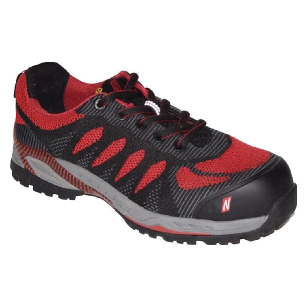 Nitras, Werkschoenen, Veiligheidsschoen PRO STEP maat 44 zwart/rood S1P SRC ESD EN ISO 20345, EN 61340-4-3 textiel (S1P, 44)