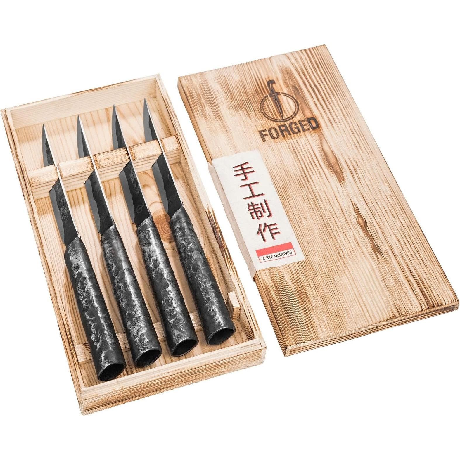 Forged Steakmessenset 4 stuks, Bestek, Zwart