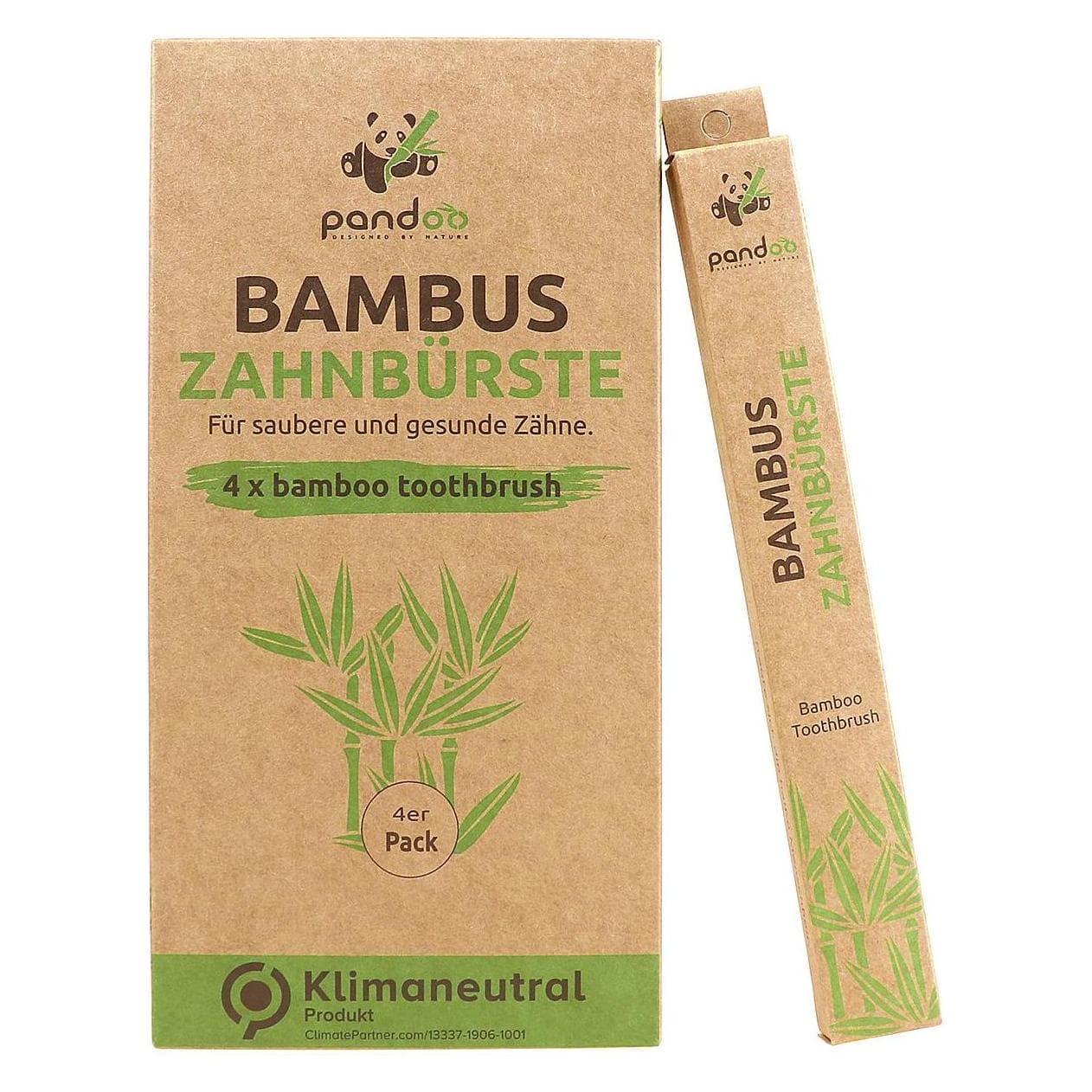 Pandoo, Handtandenborstel, Bamboe tandenborstels (Medium, 4x)