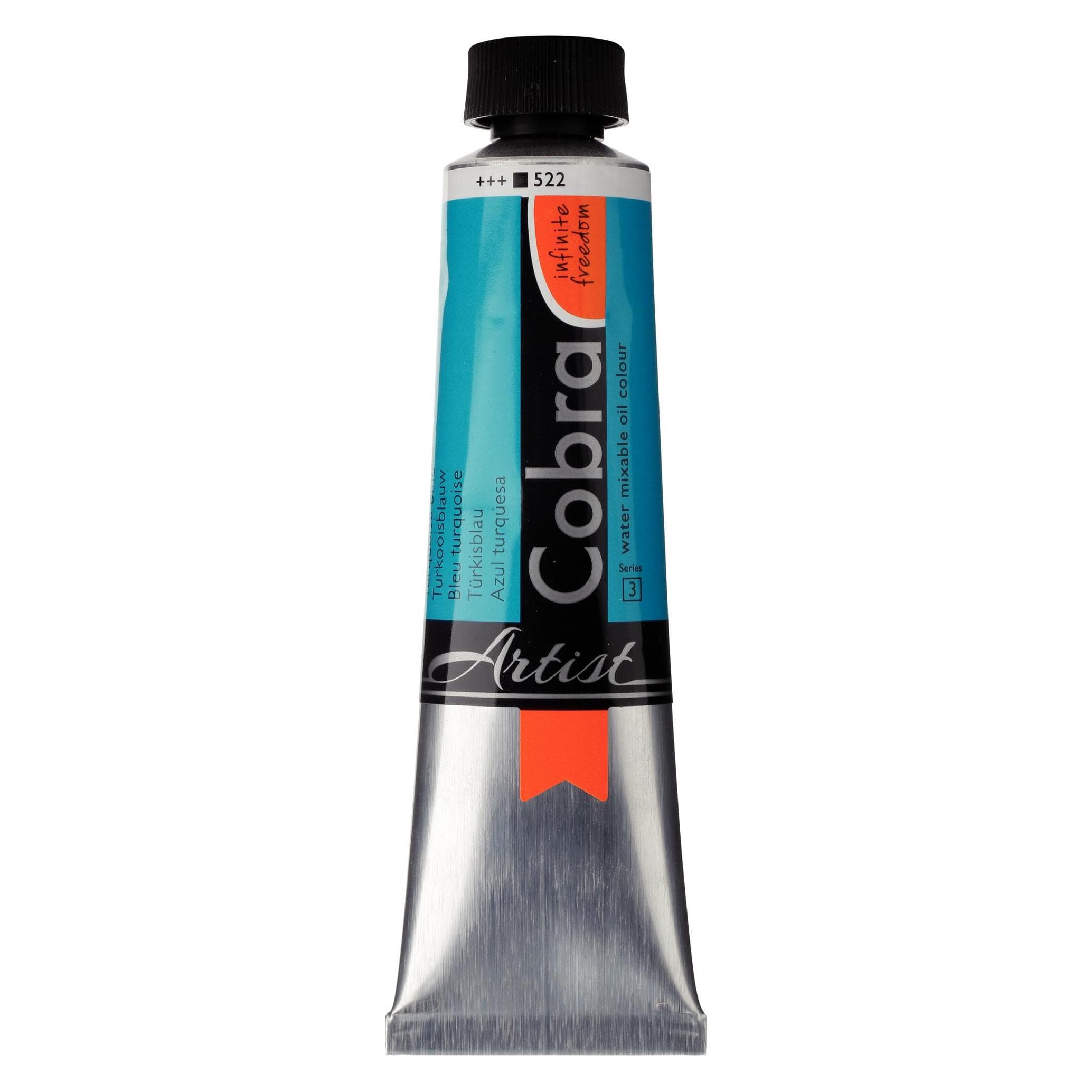 Talens, Kleuren + verf voor doe-het-zelvers, Oelfarbe Cobra wasservermalbar Türkisblau 522 (40 ml)