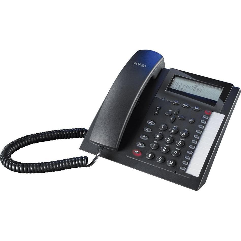 Agfeo T 18 zwart analoge telefoon 3-regelig display 3-traps toestel kantelhoek Headsetaansluiting...., Telefoon, Zwart