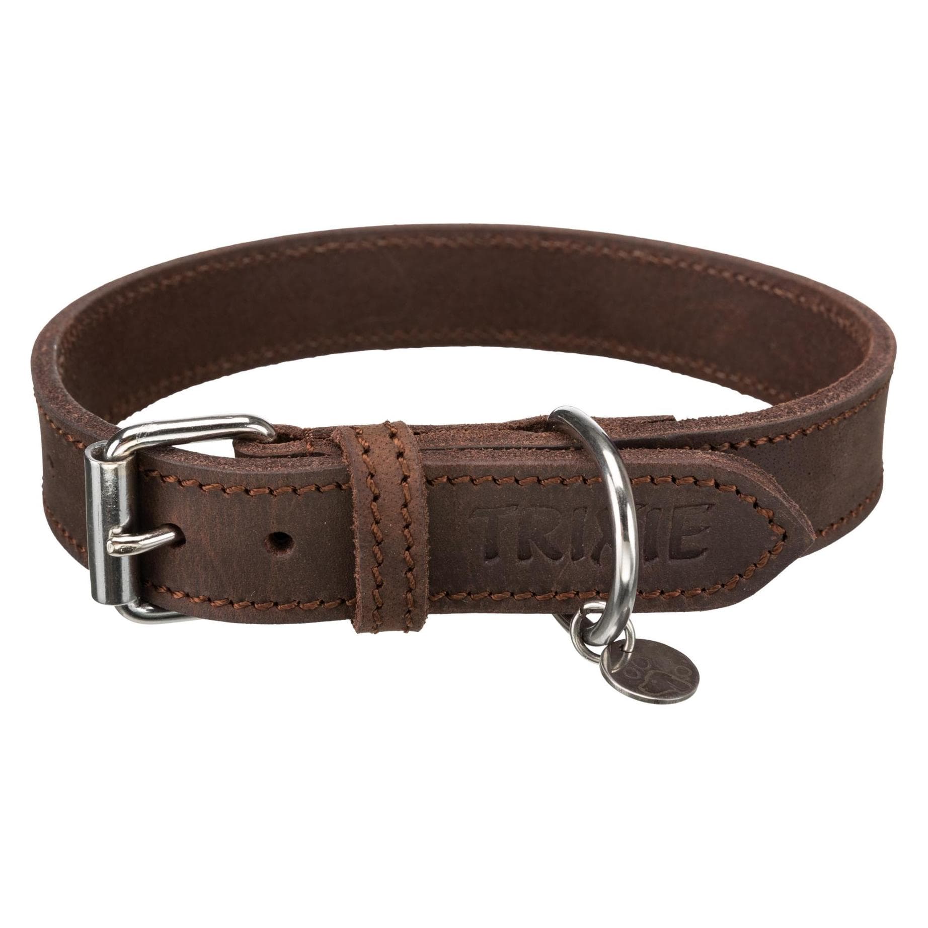 Trixie Rustiek Vetleer Halsband (M, Hond, Algemeen), Kraag + Leiband
