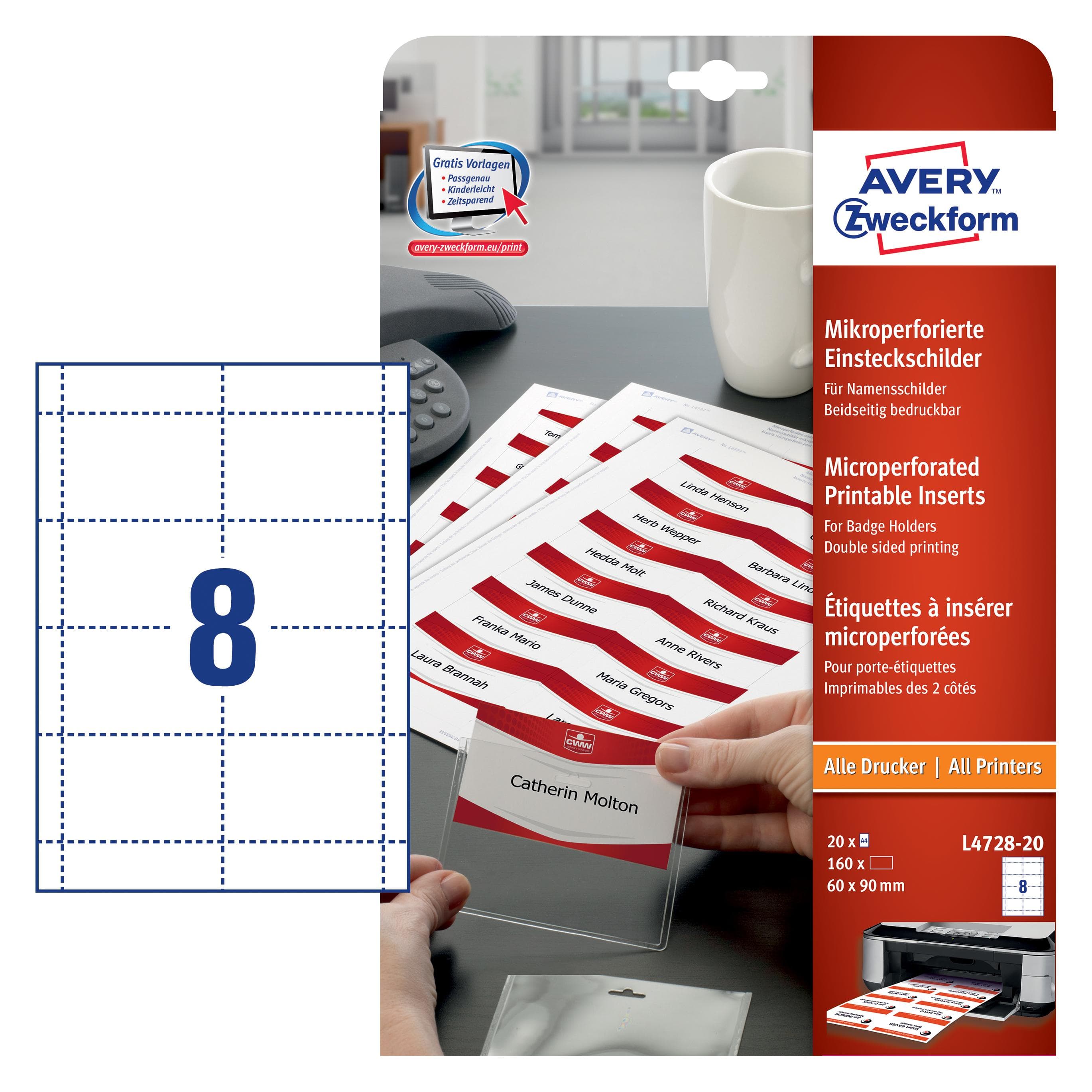 Avery, Informatiebord, Insteekbare etiketten