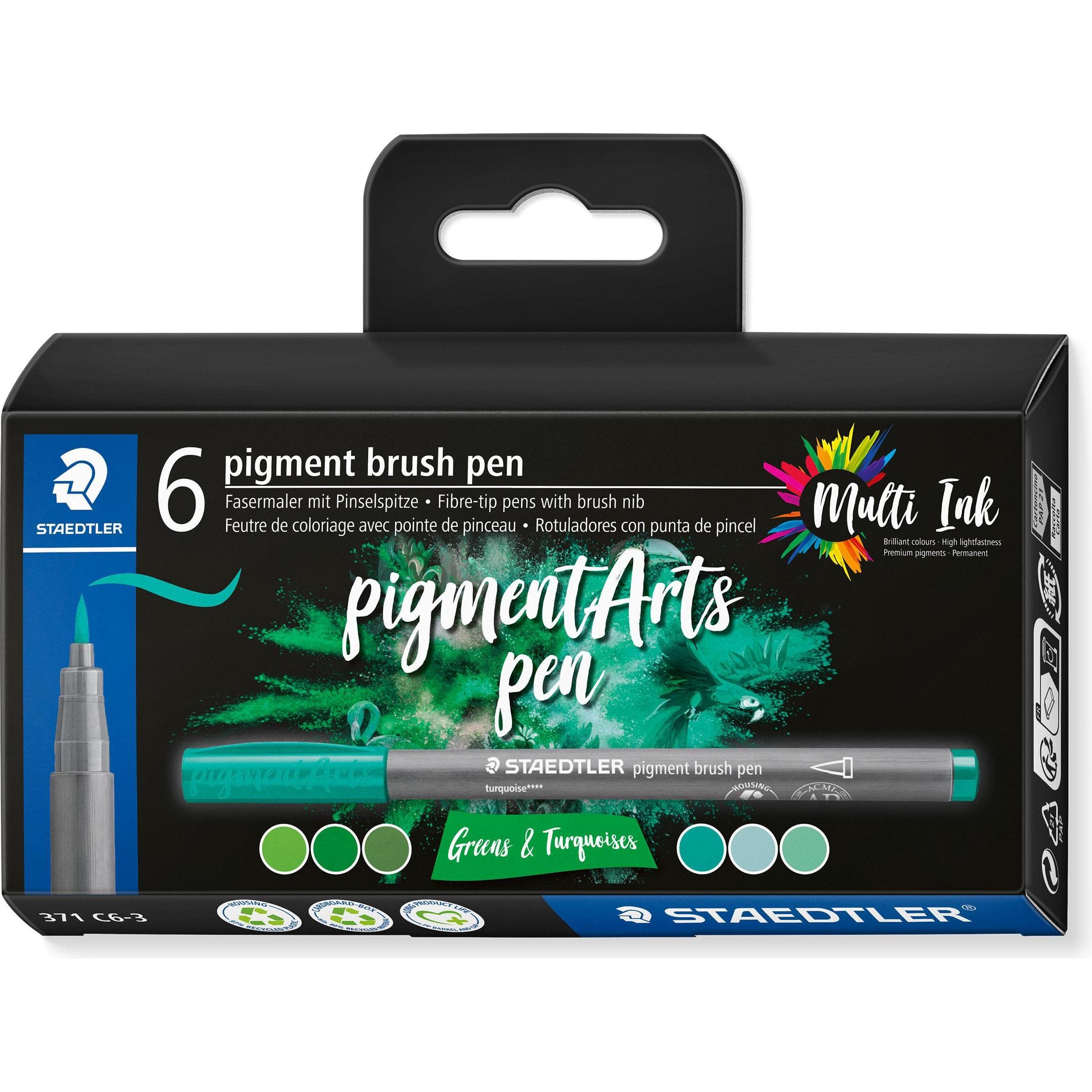 Staedtler, Kleurpotloden, Vezelpen met penseelpunt (6x)