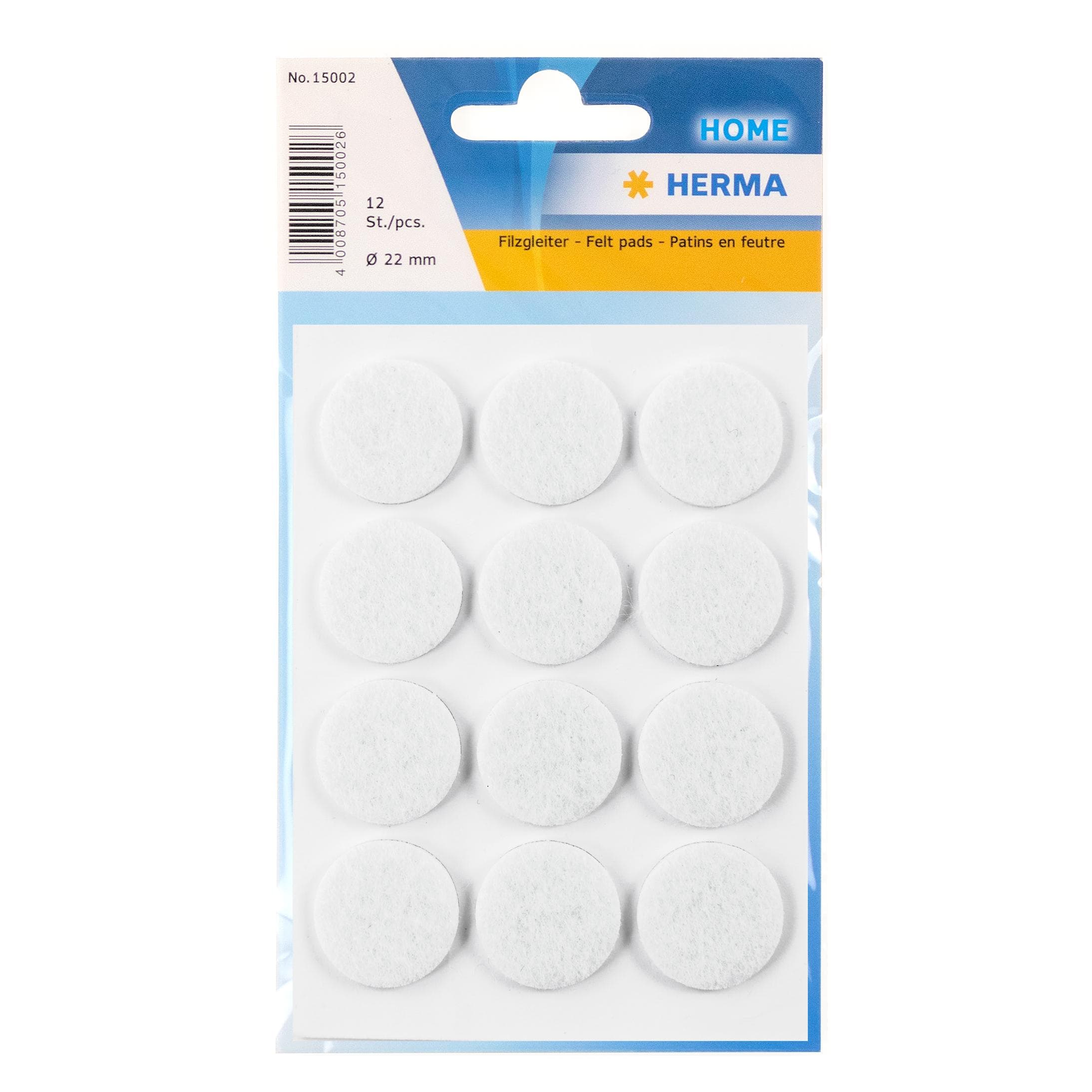 HERMA, Meubelglijders + beschermende buffers, Vilten glijders (Vilten glijders, 12 Pcs.)