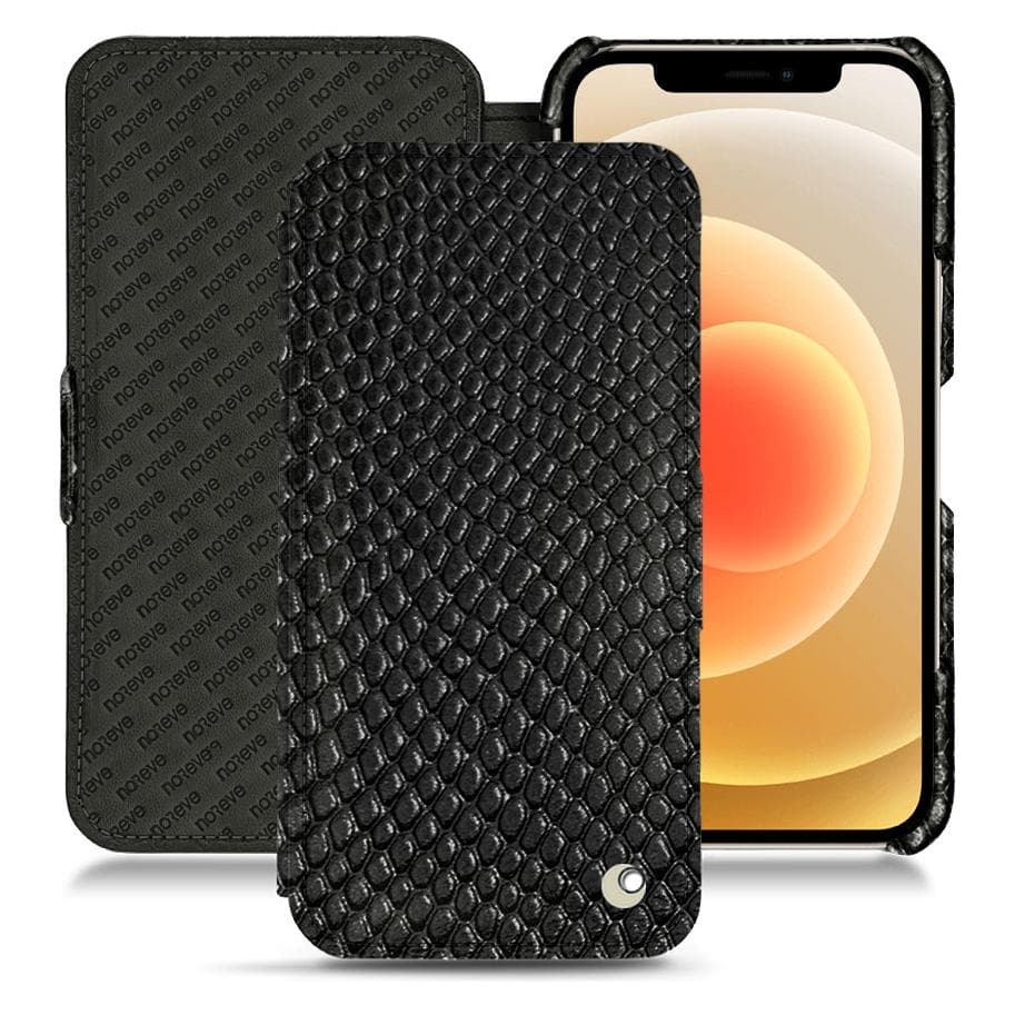 Noreve Lederen omslag horizontaal (Apple iPhone 12 mini), Smartphonehoes, Zwart