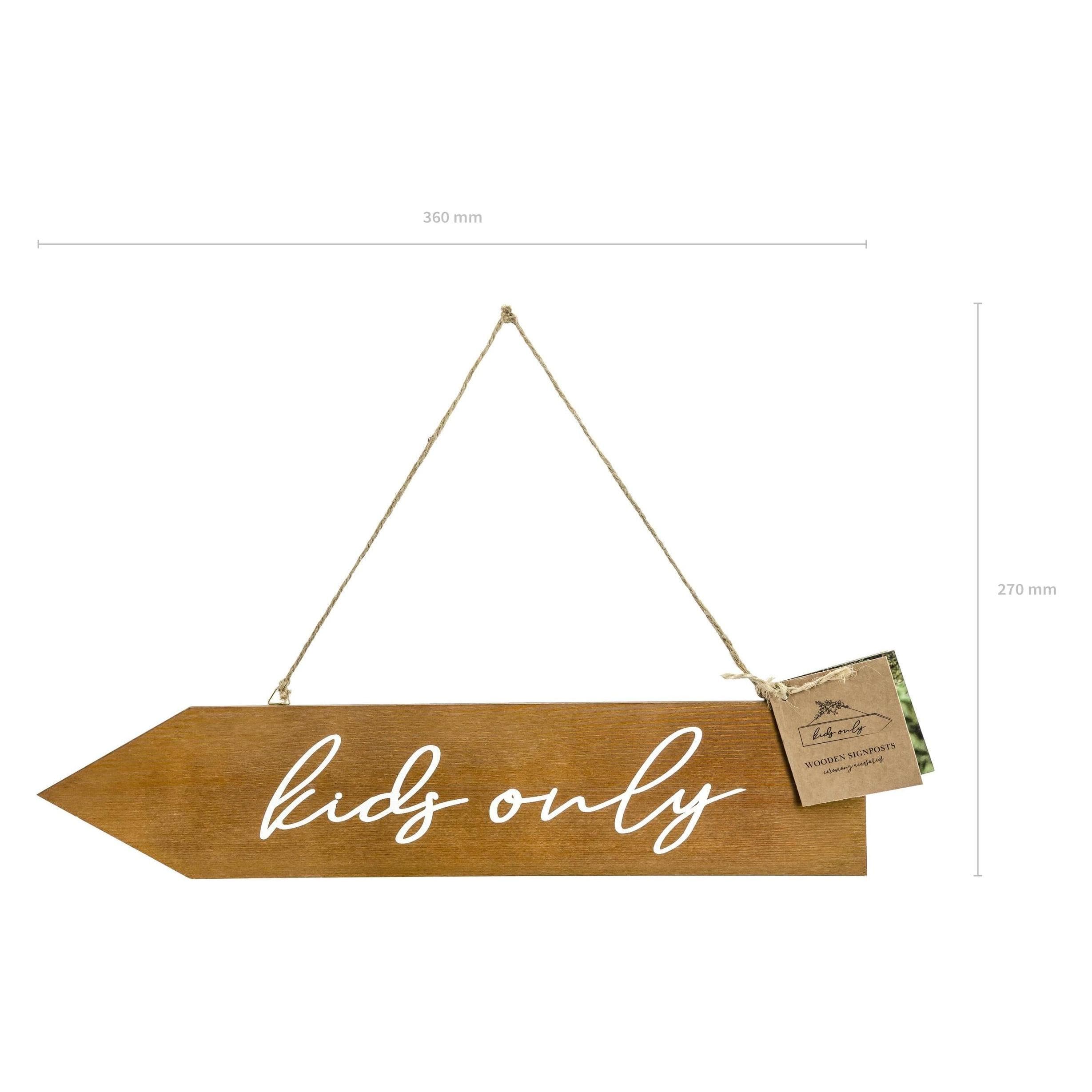 Partydeco Feestaccessoire Houten Wegwijzer Kinderen Alleen Bruin/Wit (1 Pcs.)