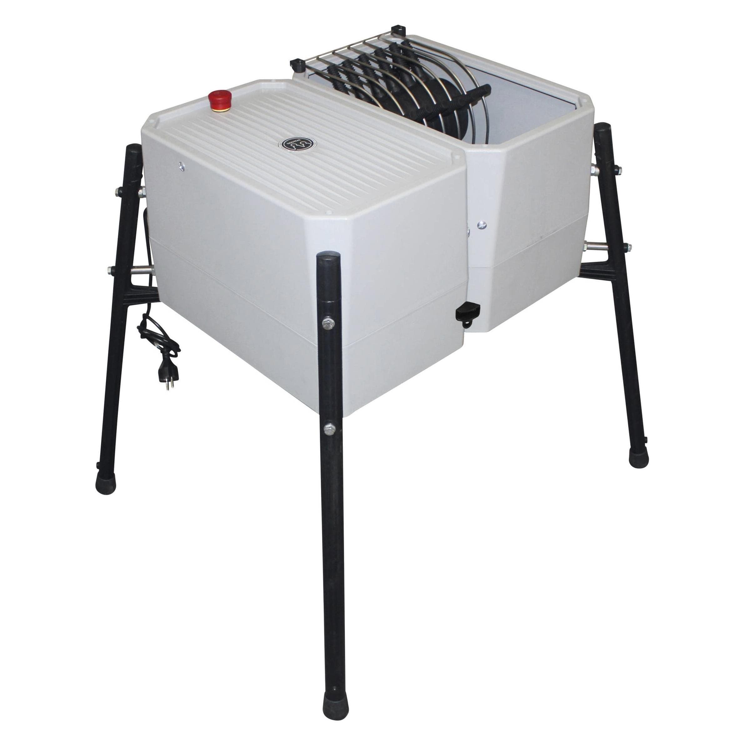 Kerbl 70506 Plukmachine met 24 vingers, 230 V, 50 Hz, 79 cm werkhoogte, Snijplank