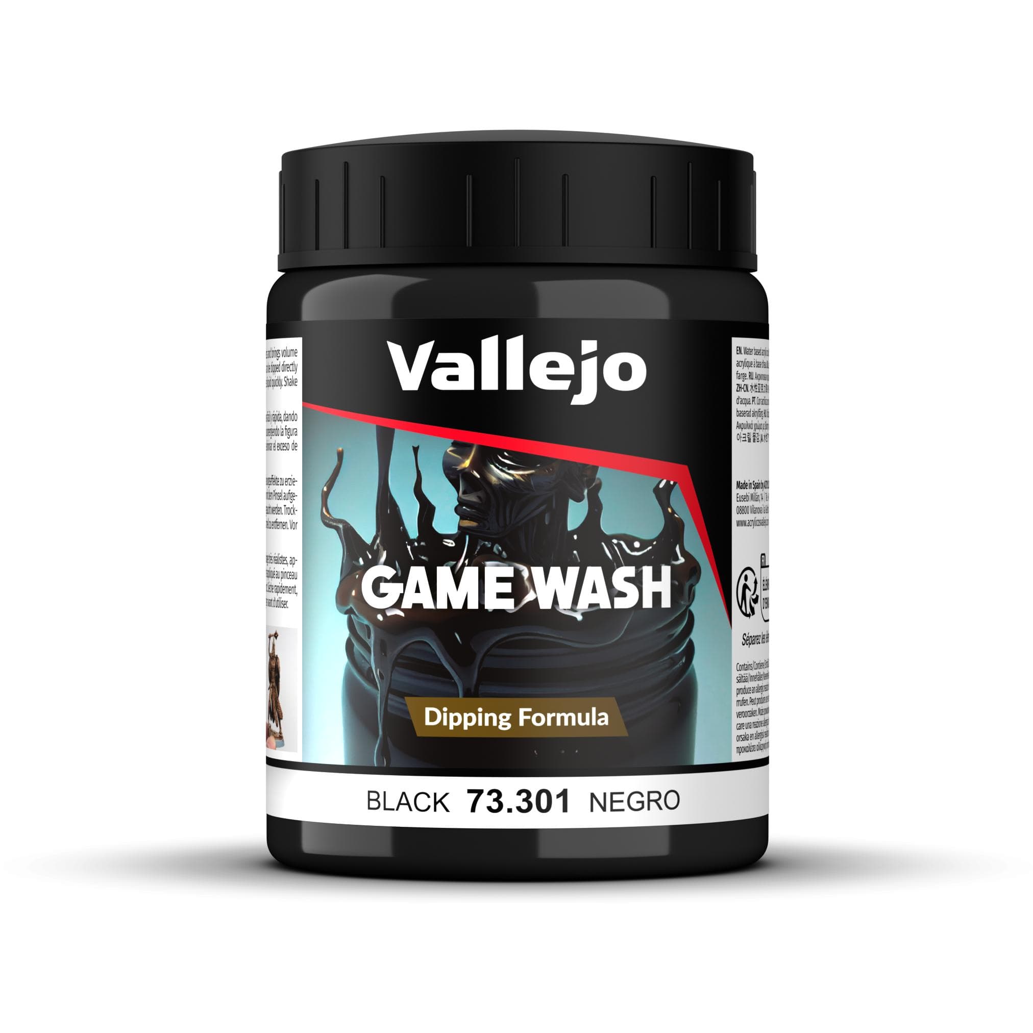 Vallejo, Kleuren + verf voor doe-het-zelvers, Black Wash, 200 ml, Zwart, Mat, Flesje (200 ml)