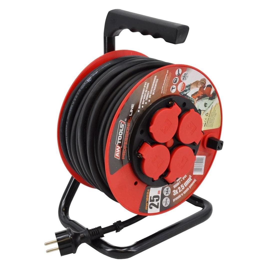 Awtools, Kabelhaspels, PRZEDŁUŻACZ BĘBEN PROFESSIONAL 25m 3x2,5mm 16A / 3680W / IP44 (25 m, 2.50 mm²)