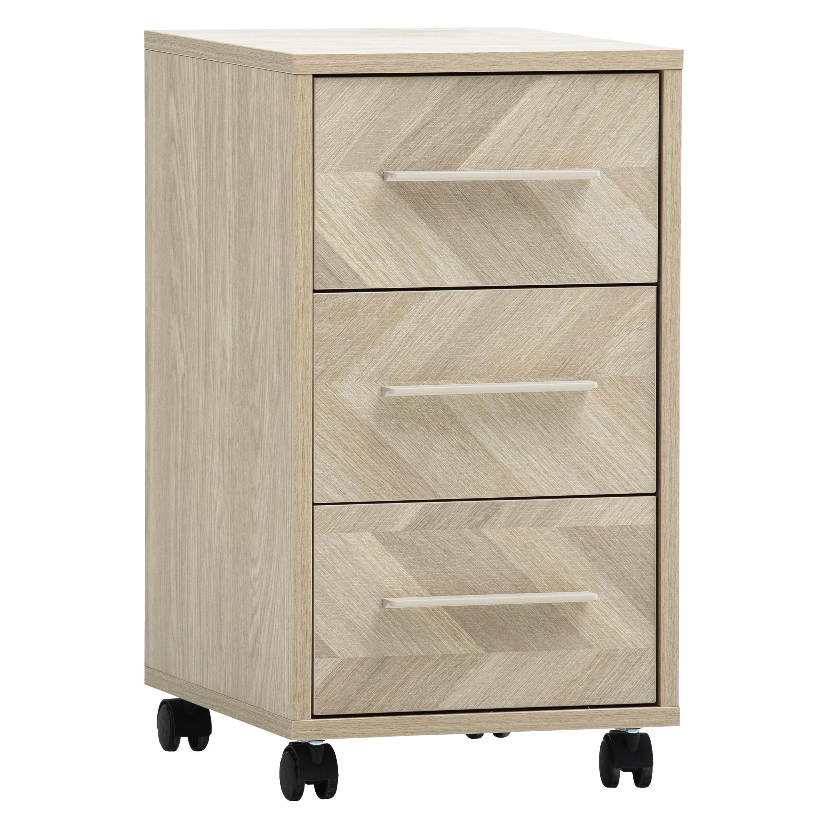 Schildmeyer, Rolcontainer, Arezzo Rollcontainer Eiche hell Dekor / Fischgraeten Dekor (32.60 x 39.10 x 59.70 cm)