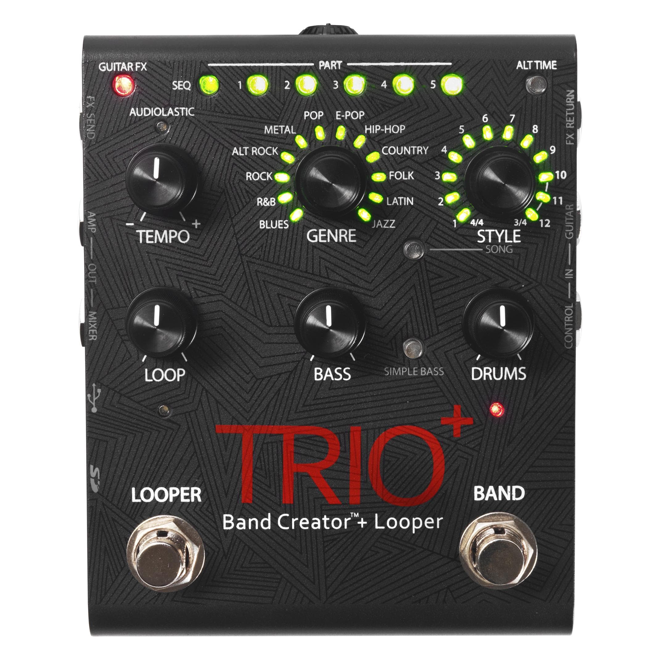 Digitech Effectpedaal, Trio+, Band Creator met Looper (Bas, Gitaar), Effectpedaal