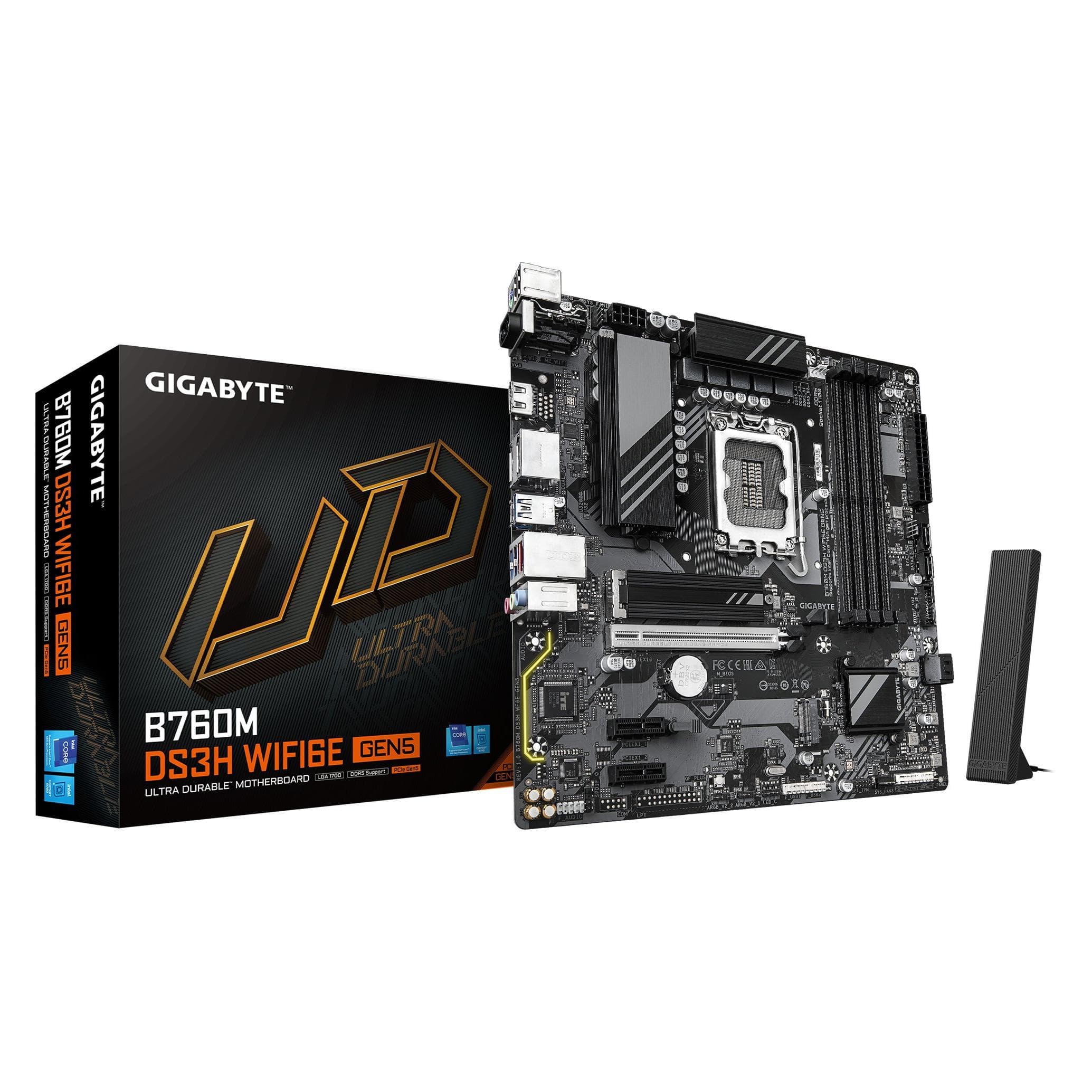 Gigabyte B760M DS3H WiFi6e GEN5 (B760,S1700,mATX,DDR5 (LGA 1700, Intel B760 Express, mATX), Moederbord