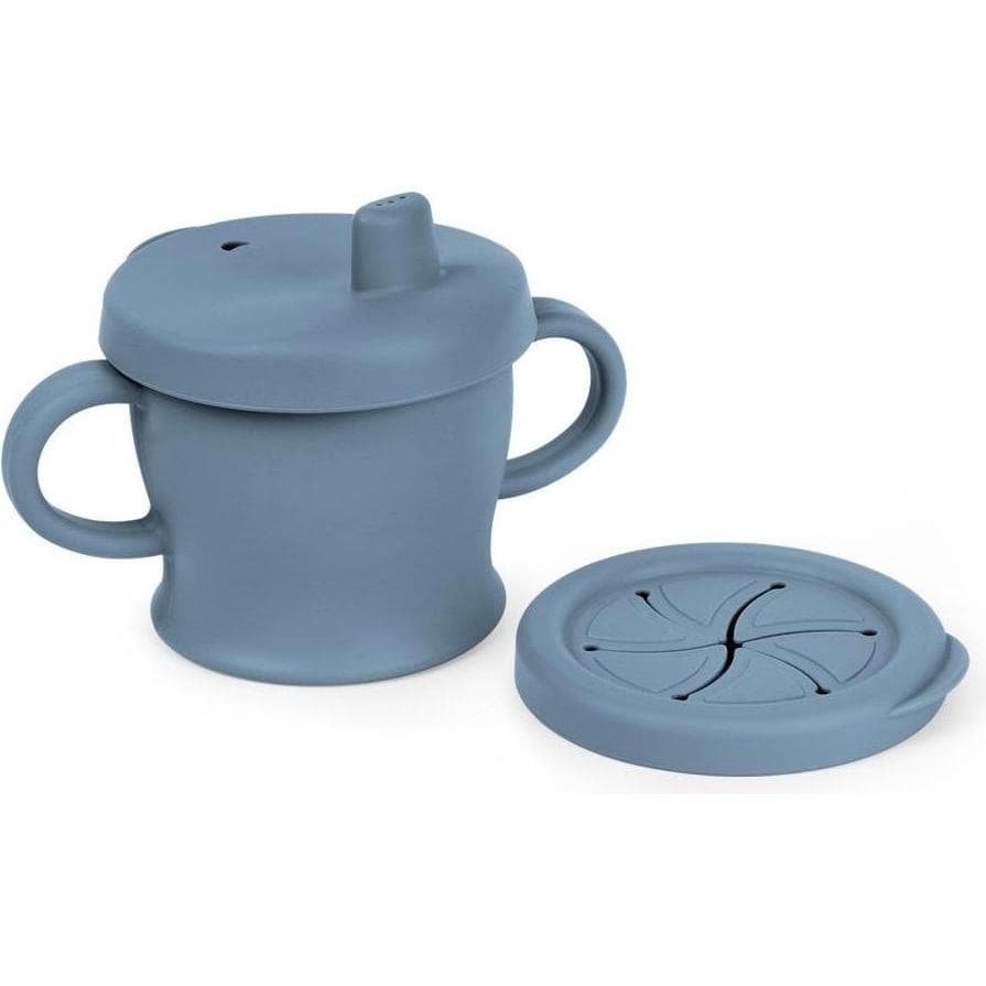 Haakaa, Kinderservies + bestek, Drink- en snackbeker - Staalblauw