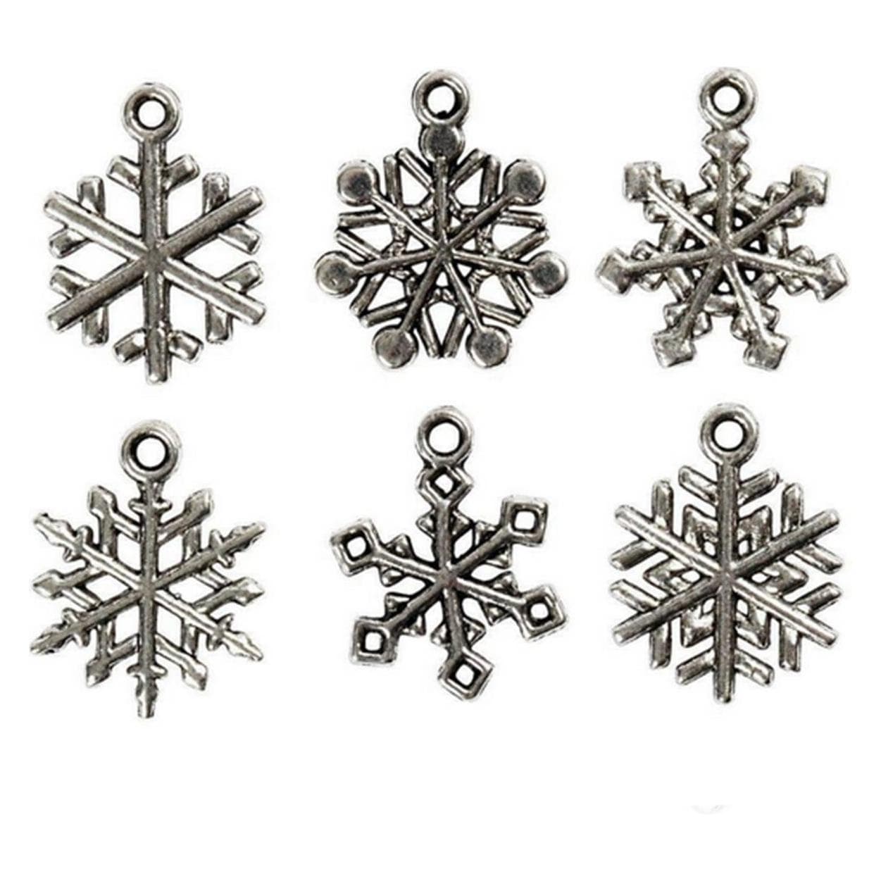Creativ Company Hanger sneeuwvlokken, 20 mm, antiek zilver, 18 stuks.