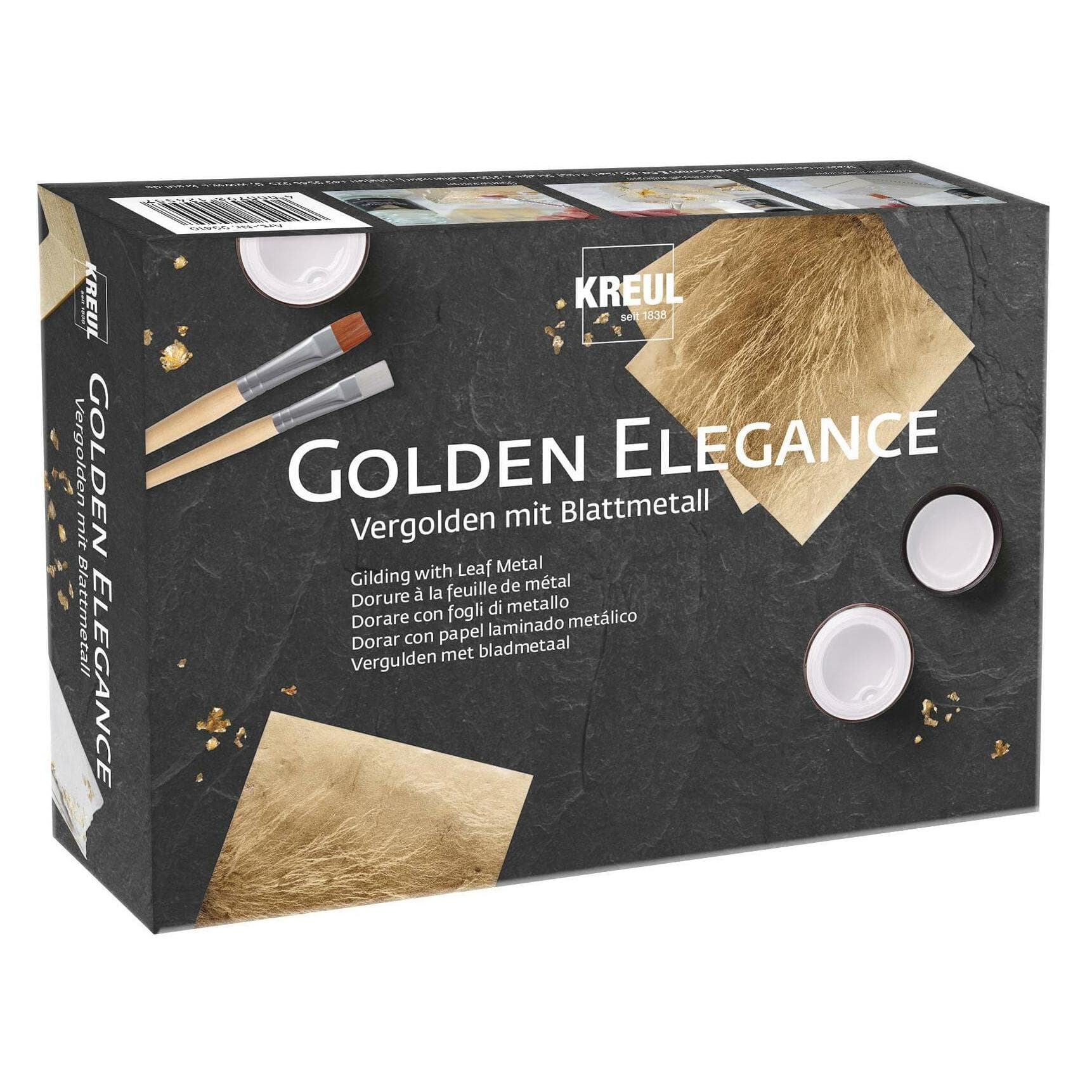 Kreul, Kleuren + verf voor doe-het-zelvers, Vergulden met Blad Metaal Set (50 ml)