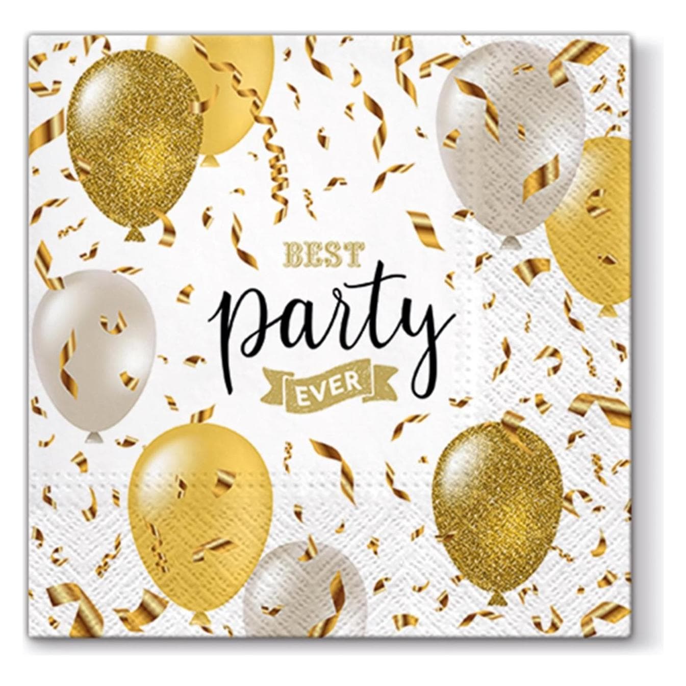 PAW Decor Collection, Servetten, Feestballonnen, goud/wit 33x33cm (20 Pcs., 33 x 33 cm)