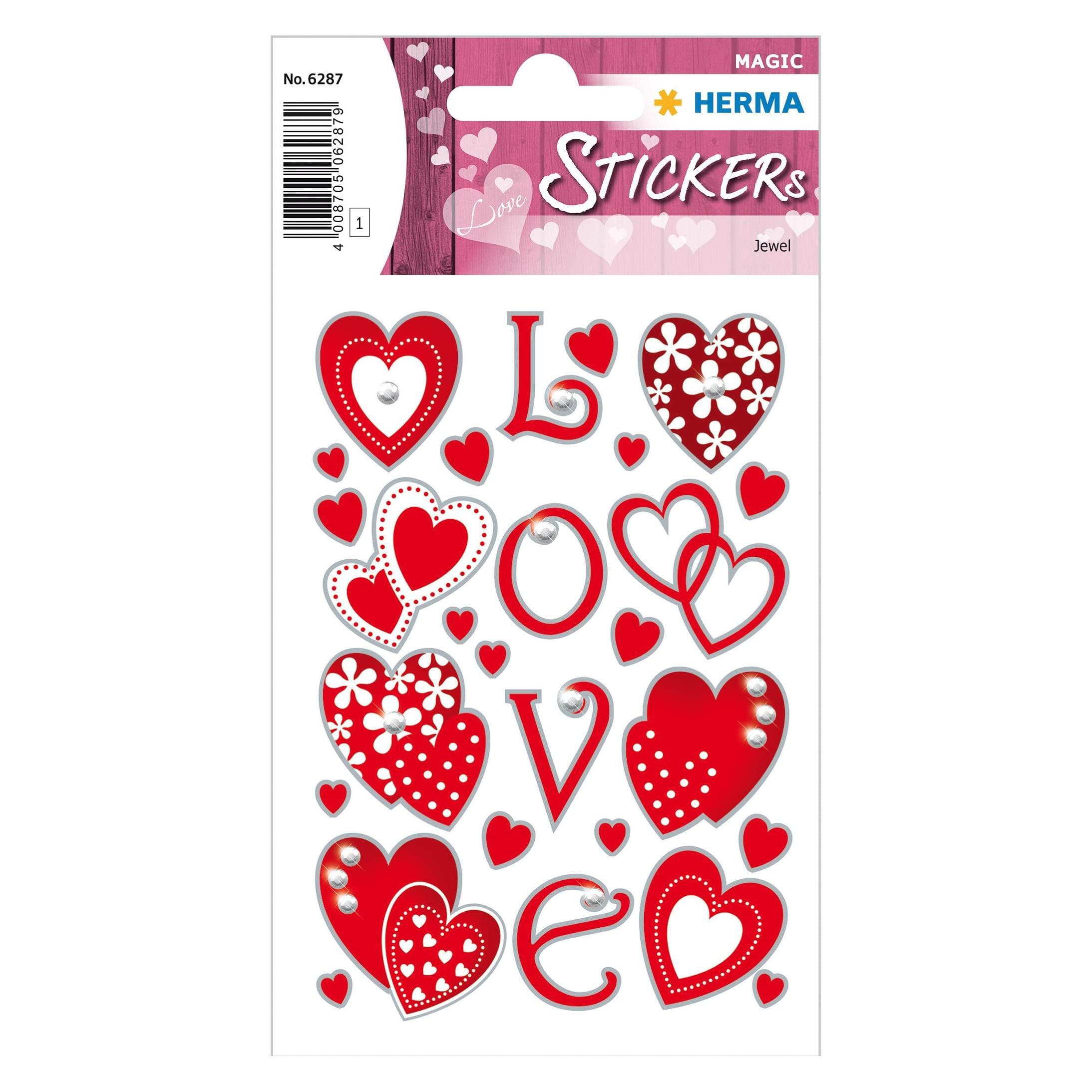 Magni, Stickers, 6287 Valentijnsdagsticker, Liefde (26 stickers, folie, glitter) zelfklevend, permanente kleefstof (26 Sticker)