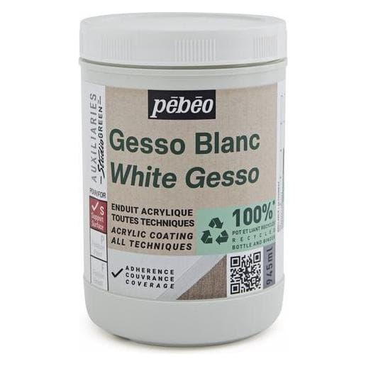 Pebeo, Kleuren + verf voor doe-het-zelvers, Studio groen-witte gesso (945 ml)