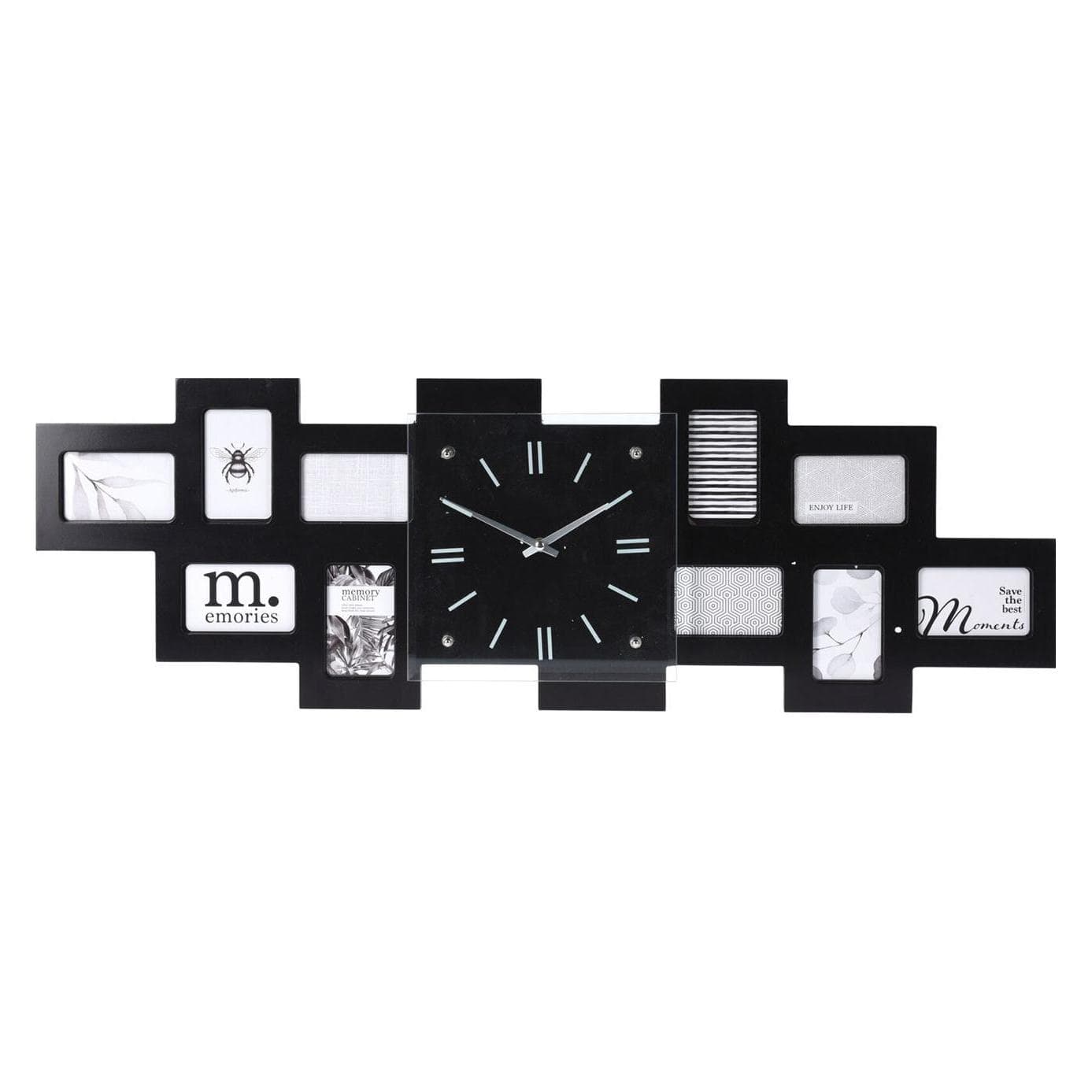 Home&Styling, Klok, Wandklok met geïntegreerd fotolijstje, 80 x 26 cm