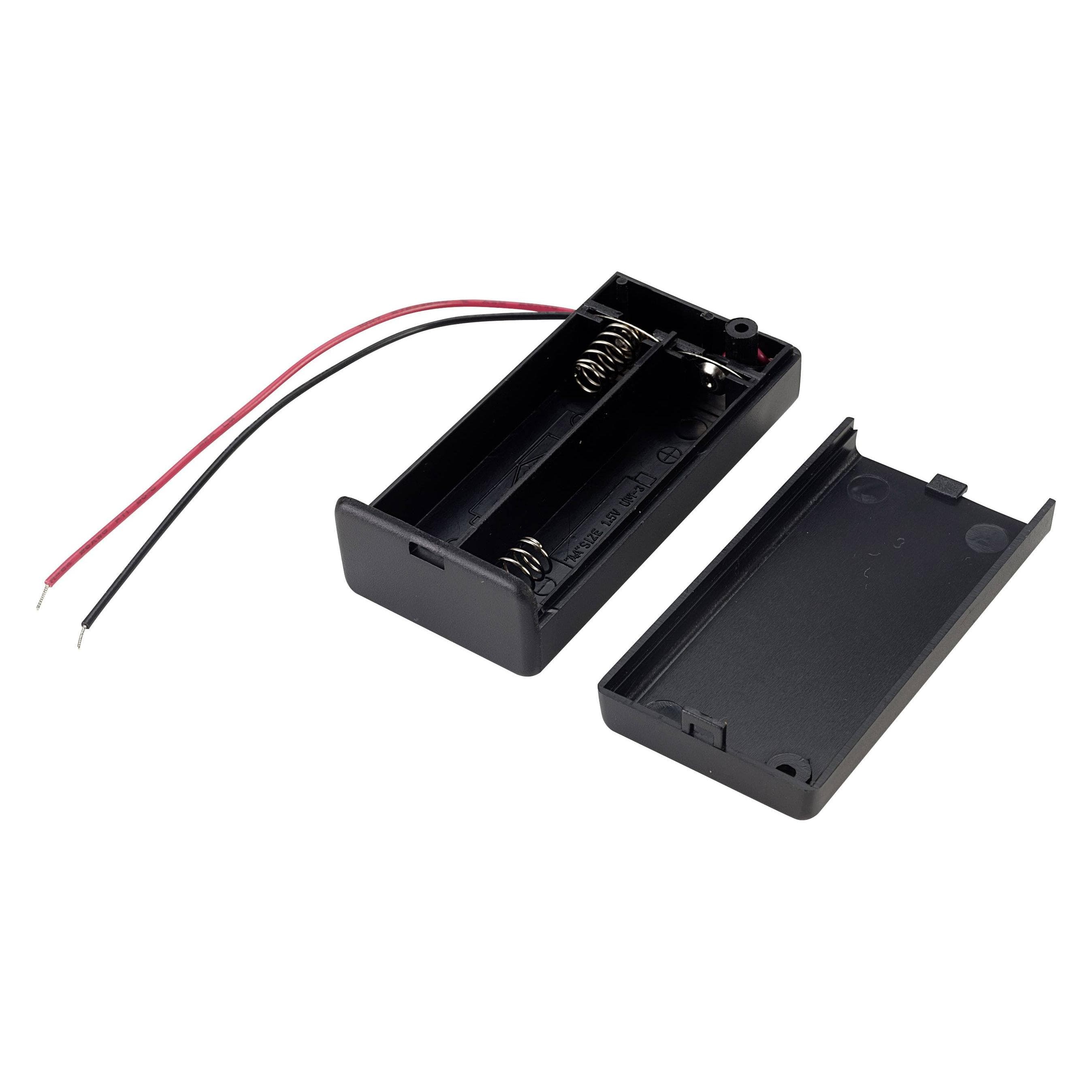 Tru Components Batterijhouder 2x kabel, Accutoebehoren, Zwart