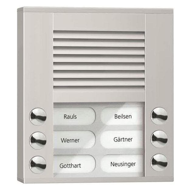 TCS, Bel + deurintercom, Audio voordeurstation PES06-EN/04 6-toets 2-rijig opbouw zilver (Bedraad)