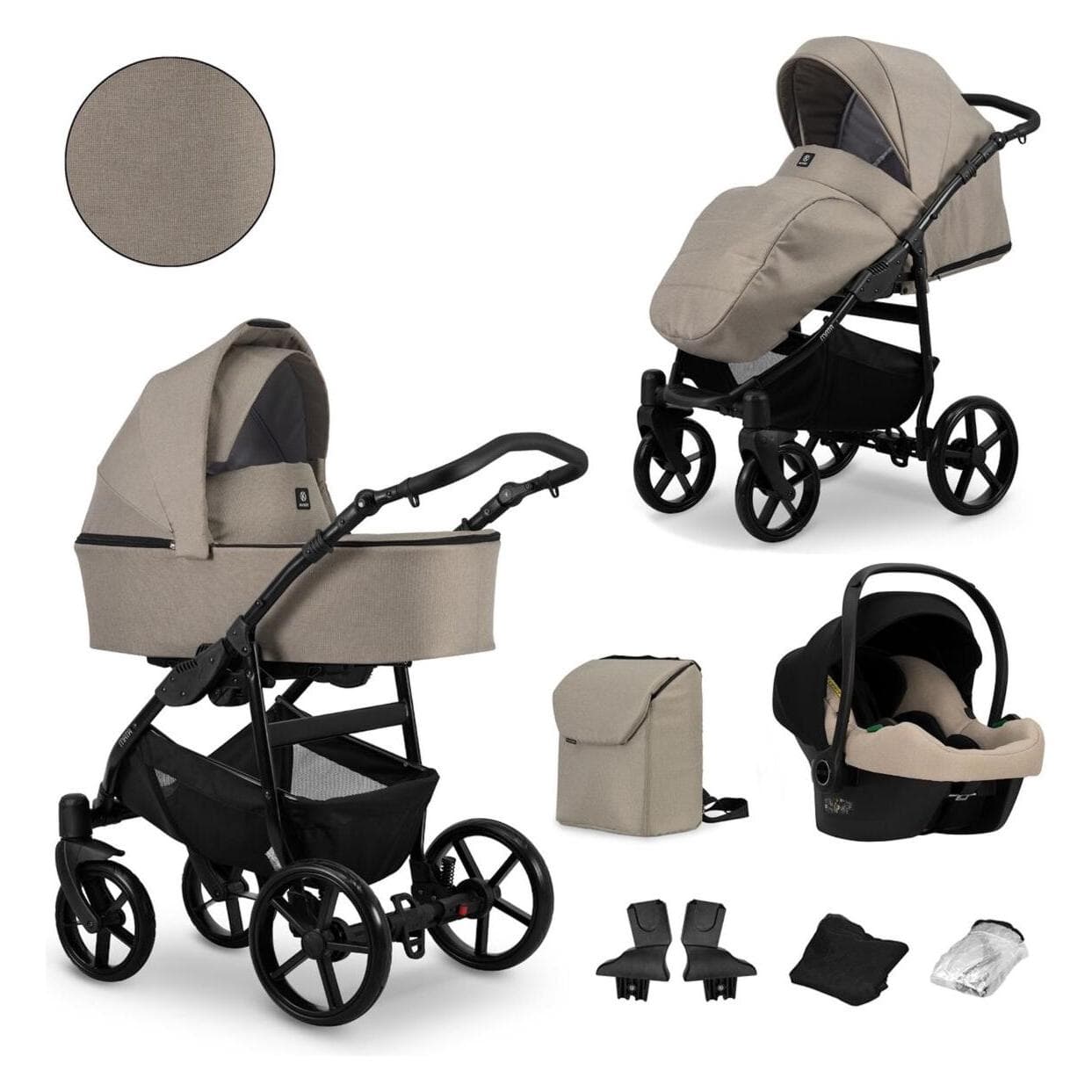 Kunert, Kinderwagen, Kombikinderwagen Mata 02 Mocca, Gestell schwarz, inkl. Autositz Cosmo