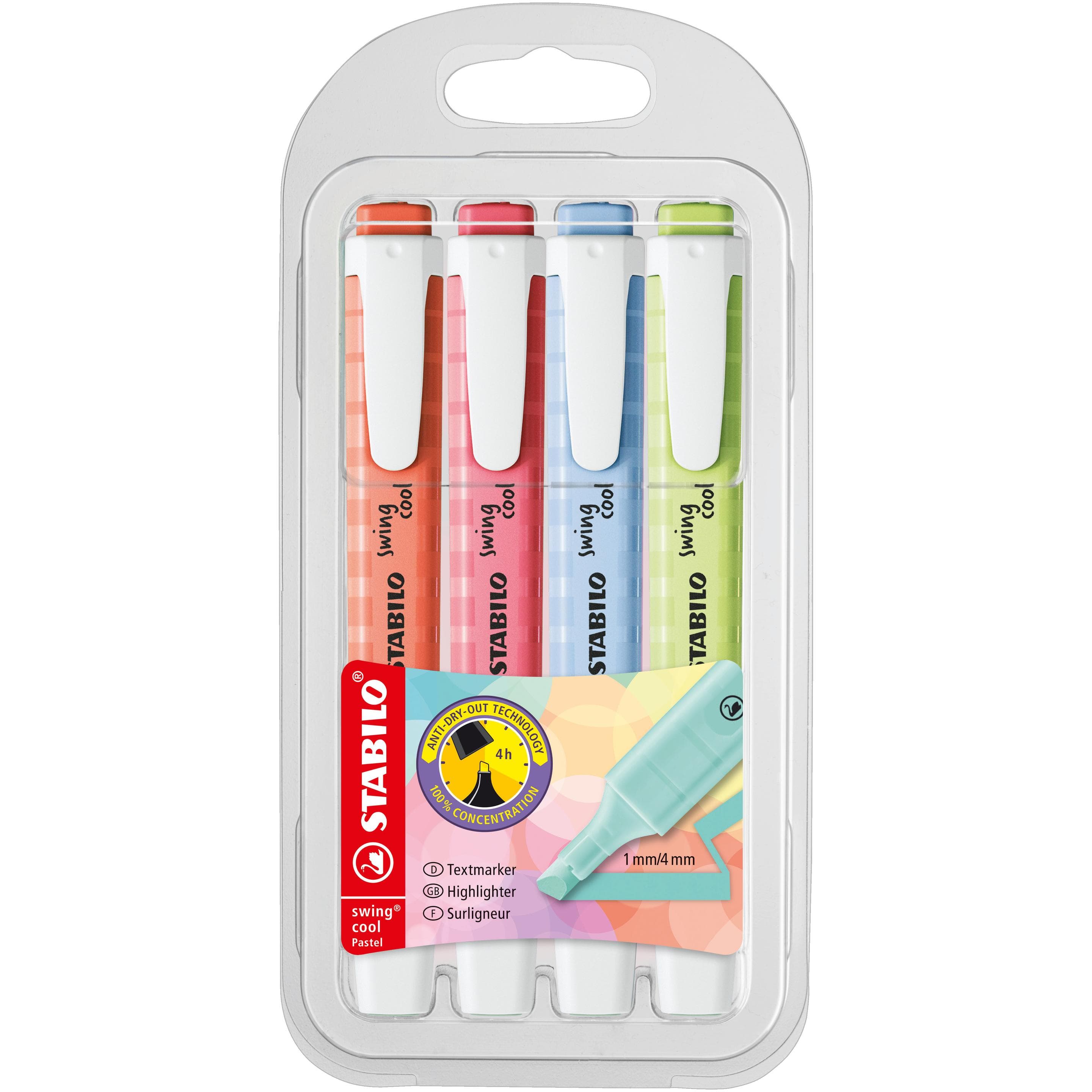 STABILO, Marker, swing cool Pastel highlighter (4x)