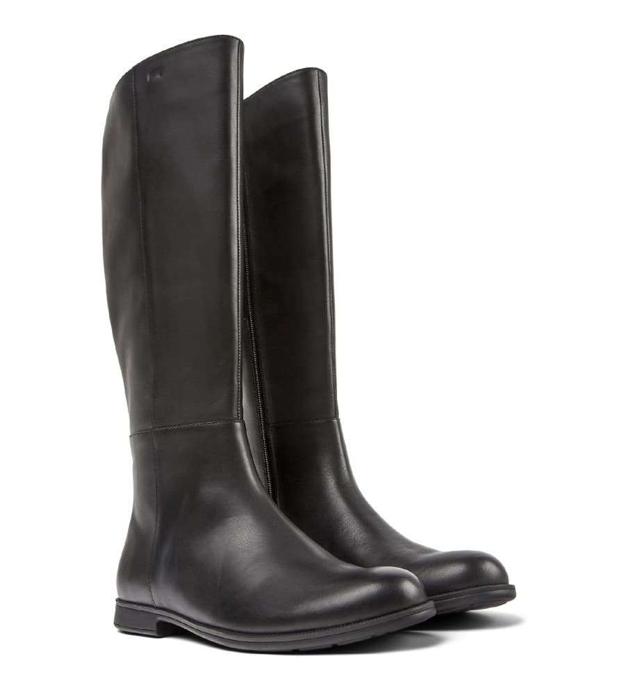 Campervoor vrouwen. K400451-001 Mil Leren Laarzen zwart (37), Leer, 1 tot 3 cm, Ritssluiting, Casual