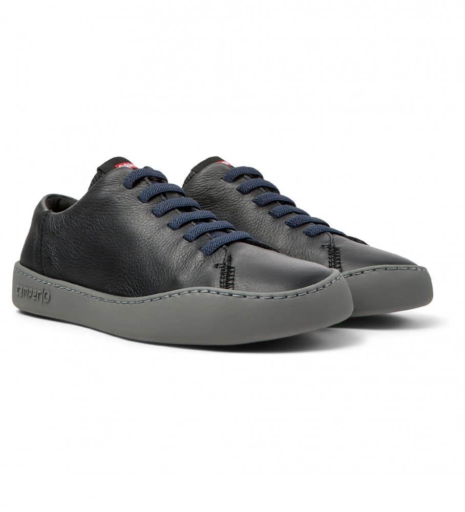 Campervoor vrouwen. K200877-031 Peu Touring Leren Sneakers zwart (39), Leer, Plat, Veters, Casual