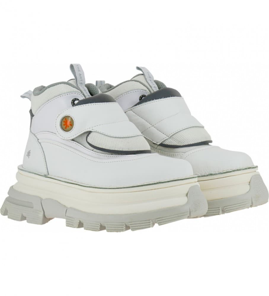 Art für Damen. 116431170003_017 Core 2 1643 weiße Lederstiefeletten -Plattformhöhe: 6,5 cm (40), 5 bis 8 cm, Schnürsenkel, Klettverschluss,