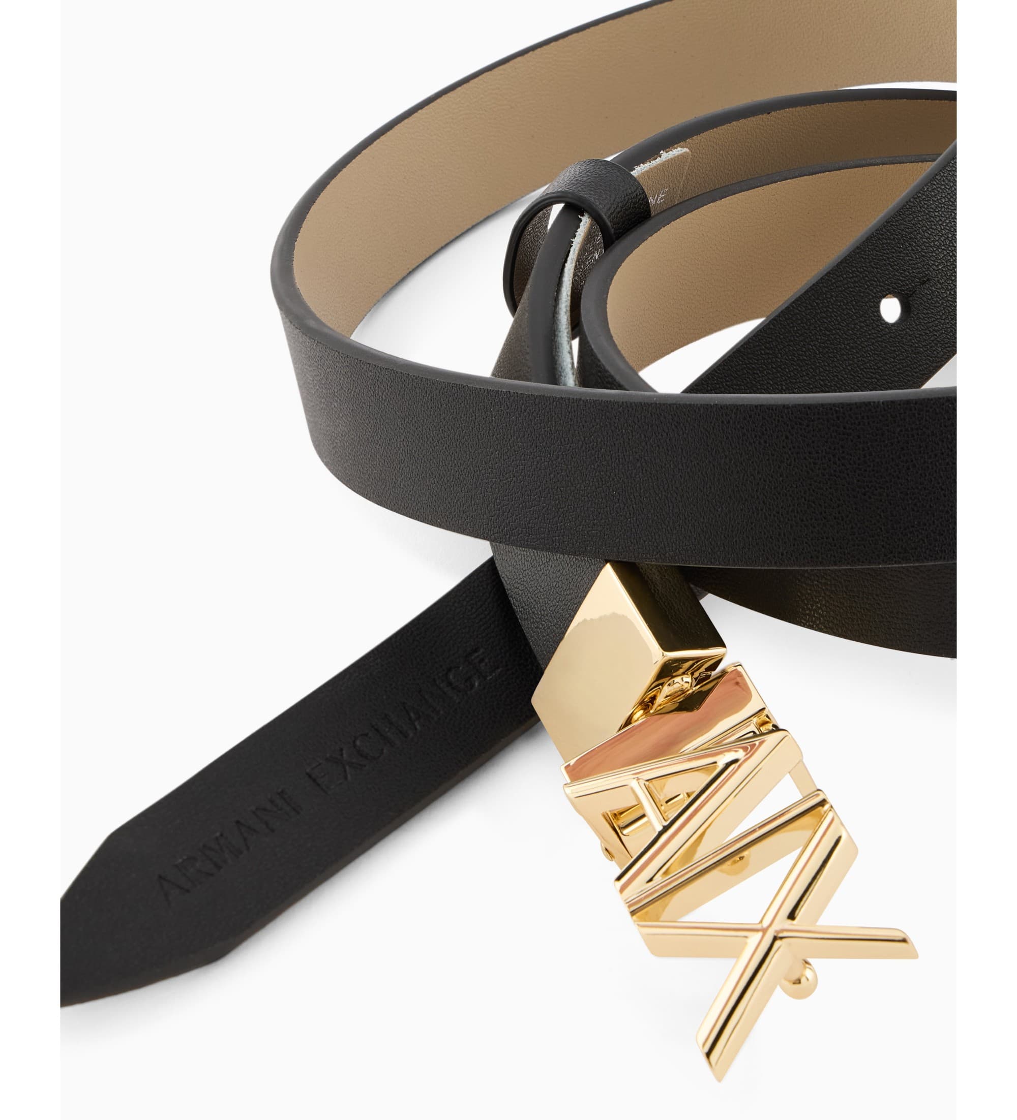 A|X Armani Exchange pour femme. XW002127AF17157MC379 Ceinture fine noire (OSFA), Casuel, Classique, Cuir